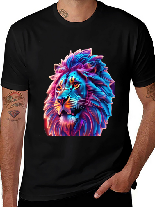 Neon Lion Graphic T-Shirt - Bold Style