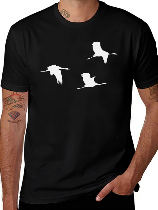Mens Crane Graphic T-Shirt - Black