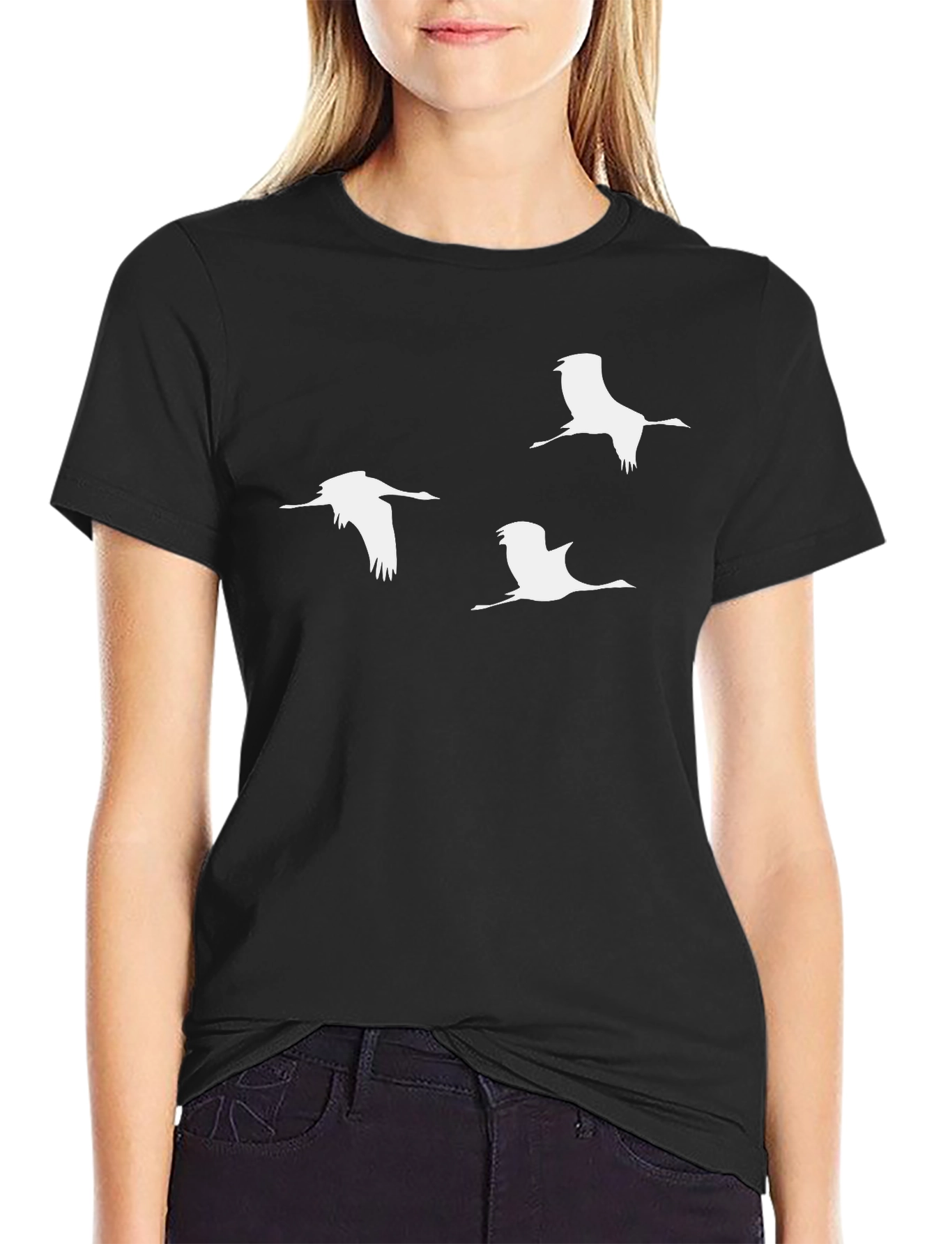 Mens Crane Graphic T-Shirt - Black