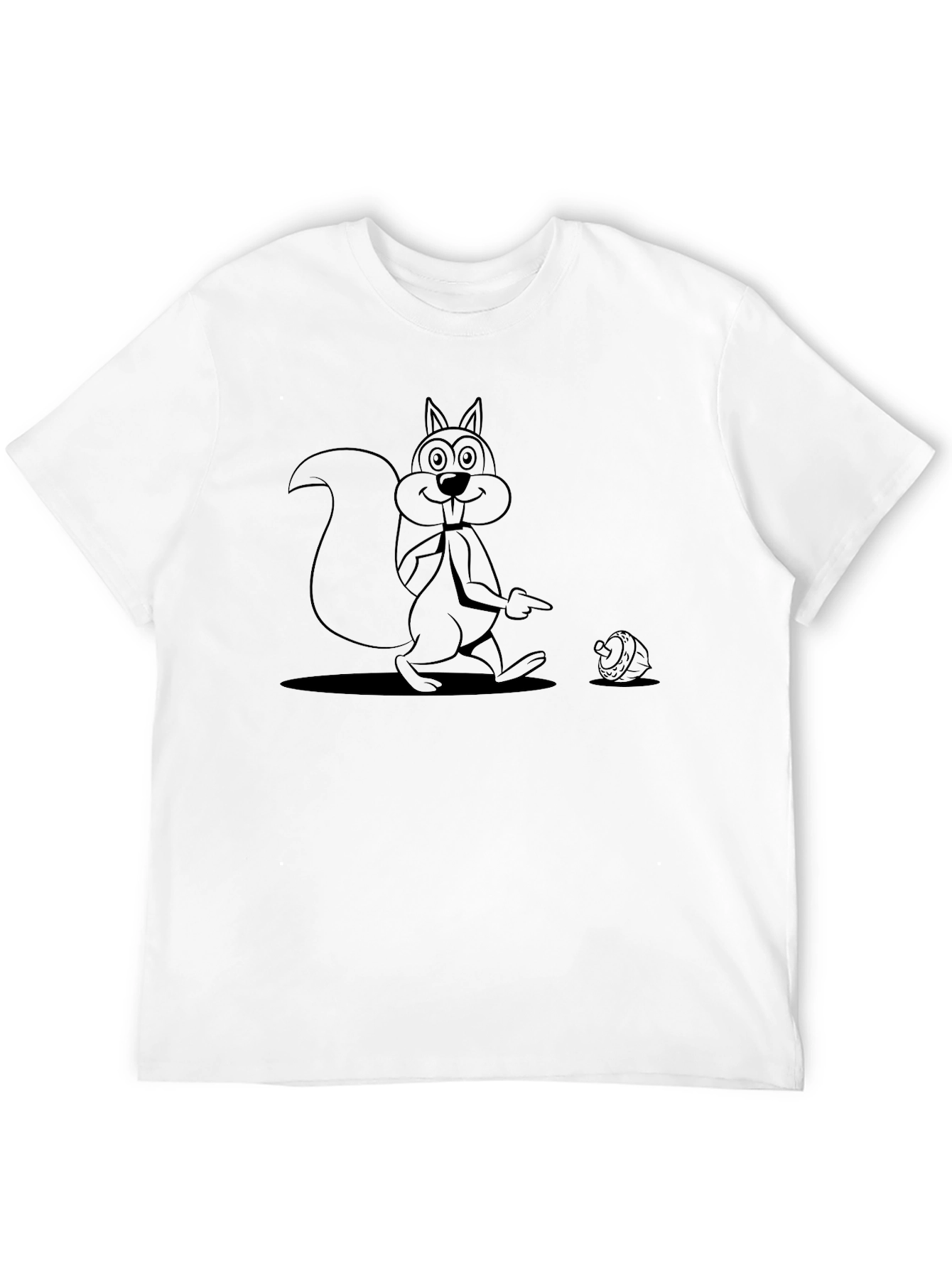 Cartoon Squirrel Graphic Tee - Black Cotton Comfort