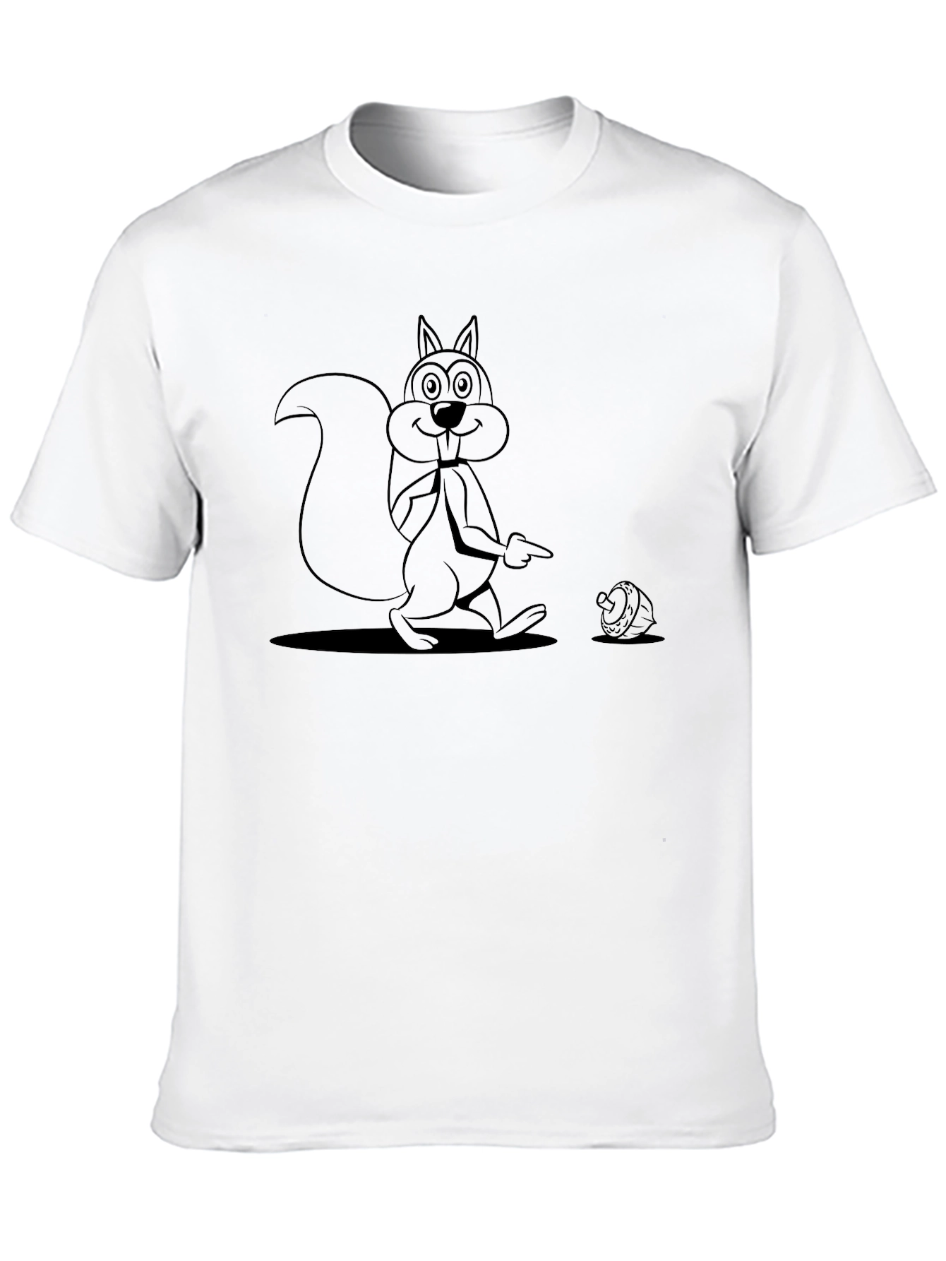 Cartoon Squirrel Graphic Tee - Black Cotton Comfort