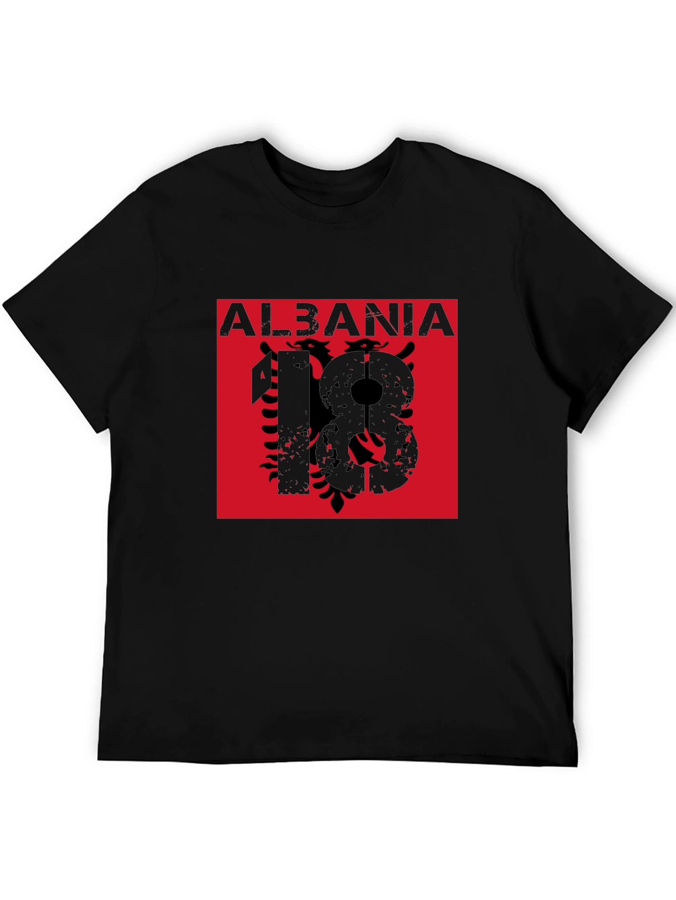 Albania Black T-Shirt Eagle Flag Graphic Tee