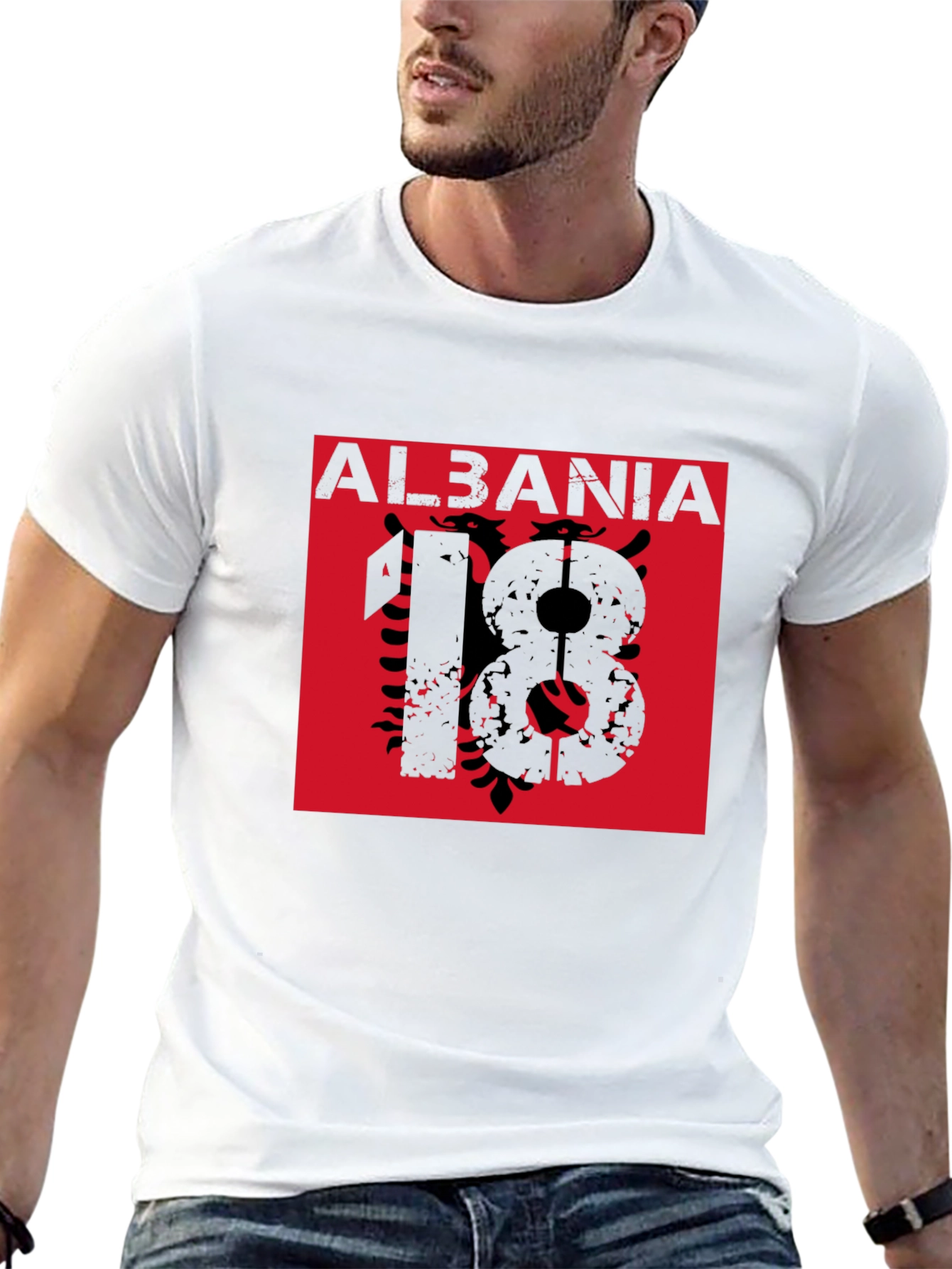 Albania Black T-Shirt Eagle Flag Graphic Tee