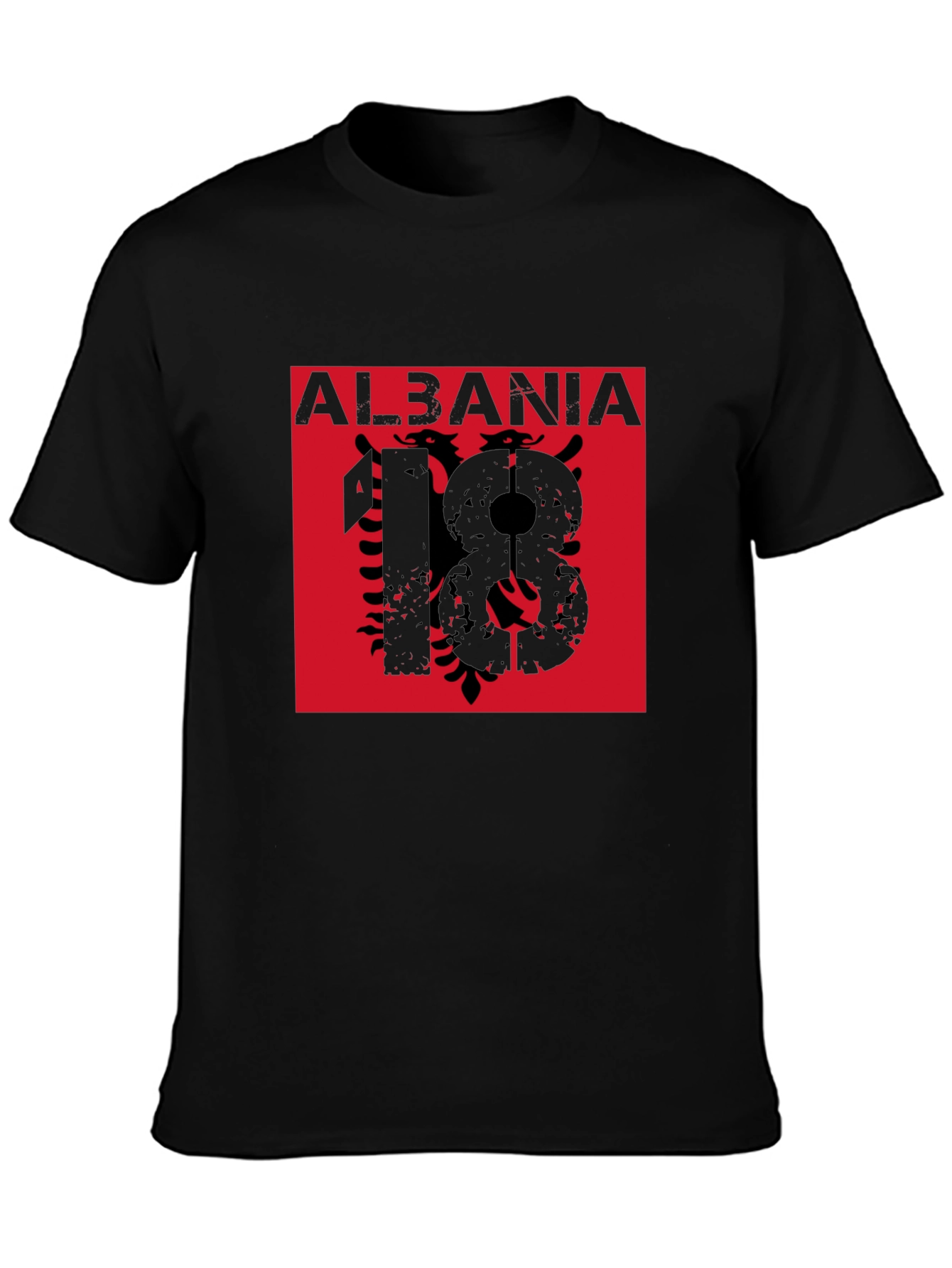 Albania Black T-Shirt Eagle Flag Graphic Tee