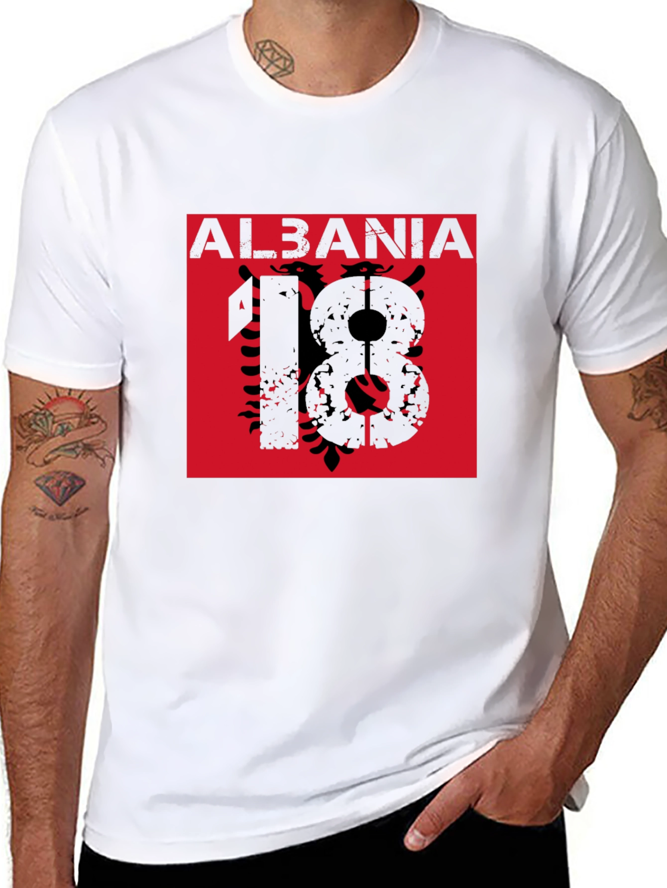 Albania Black T-Shirt Eagle Flag Graphic Tee