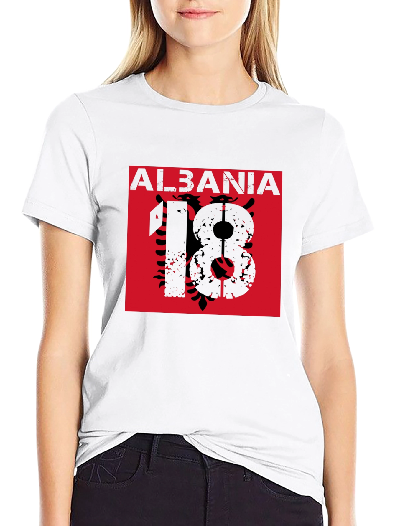 Albania Black T-Shirt Eagle Flag Graphic Tee