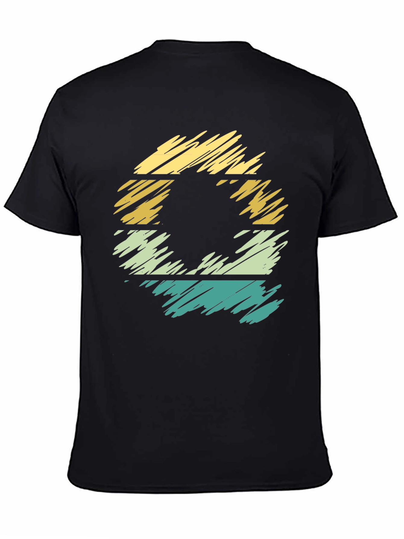 Retro Style Black T-Shirt with Striped Graphic