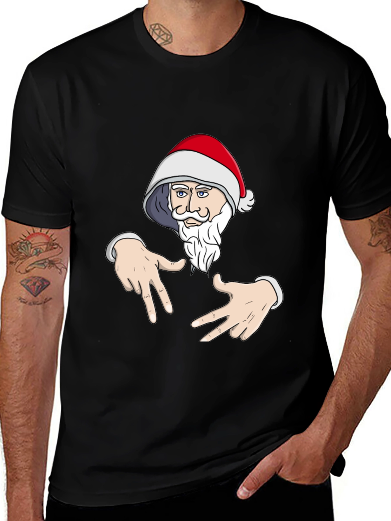 Santa Claus Gangsta T-Shirt Black