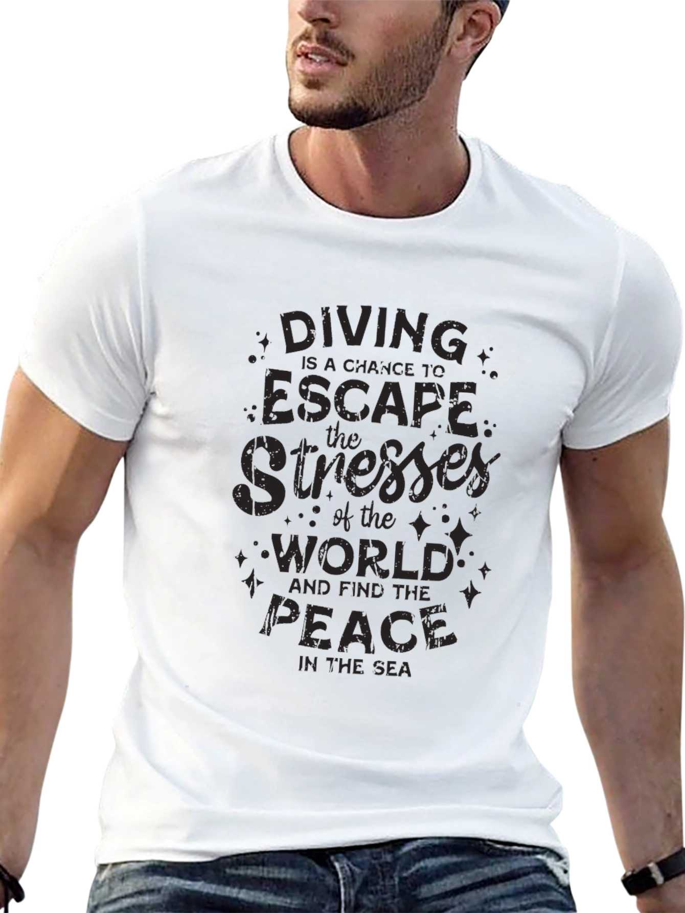 Diving Escape Black Graphic T-Shirt
