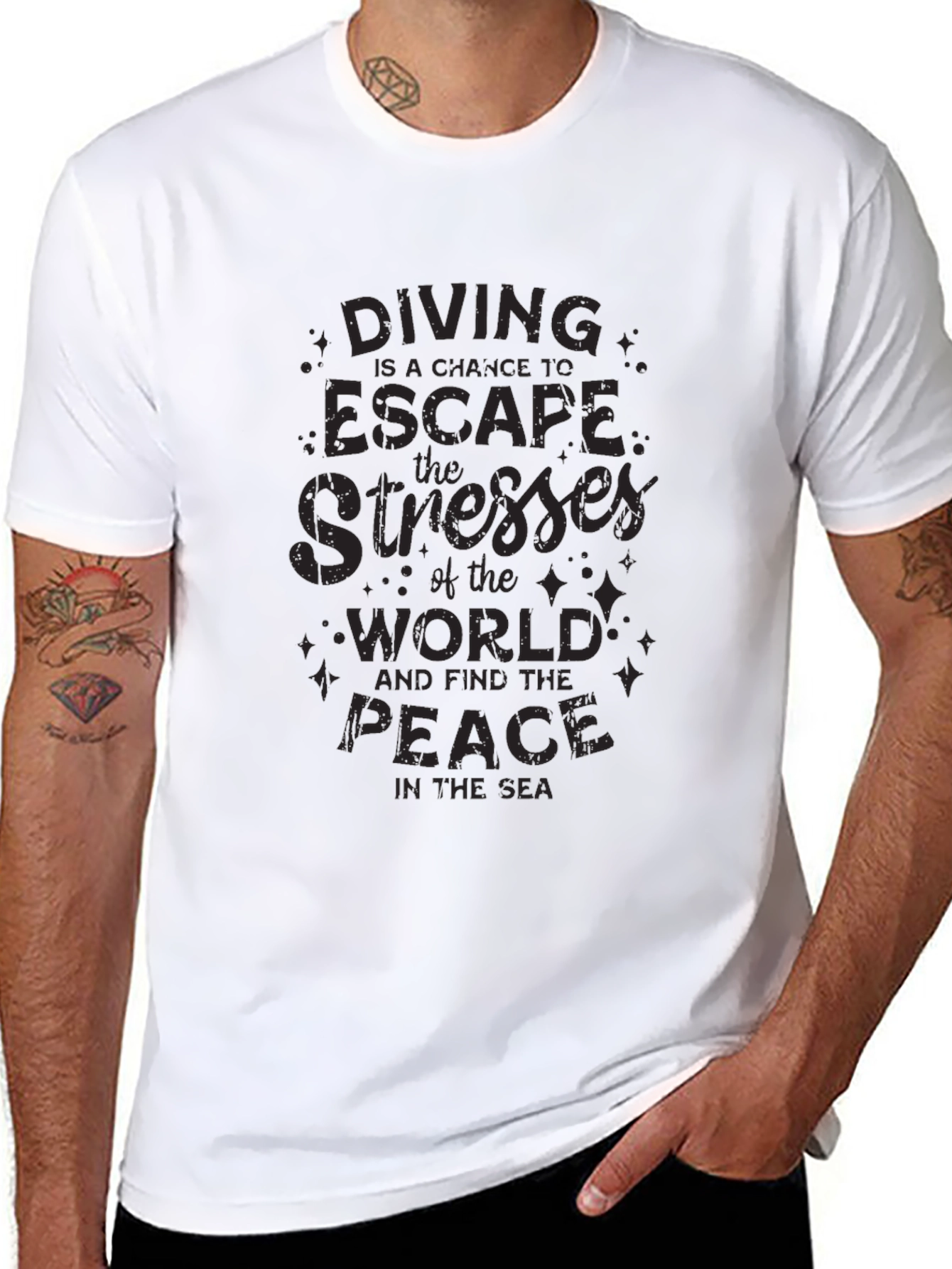 Diving Escape Black Graphic T-Shirt