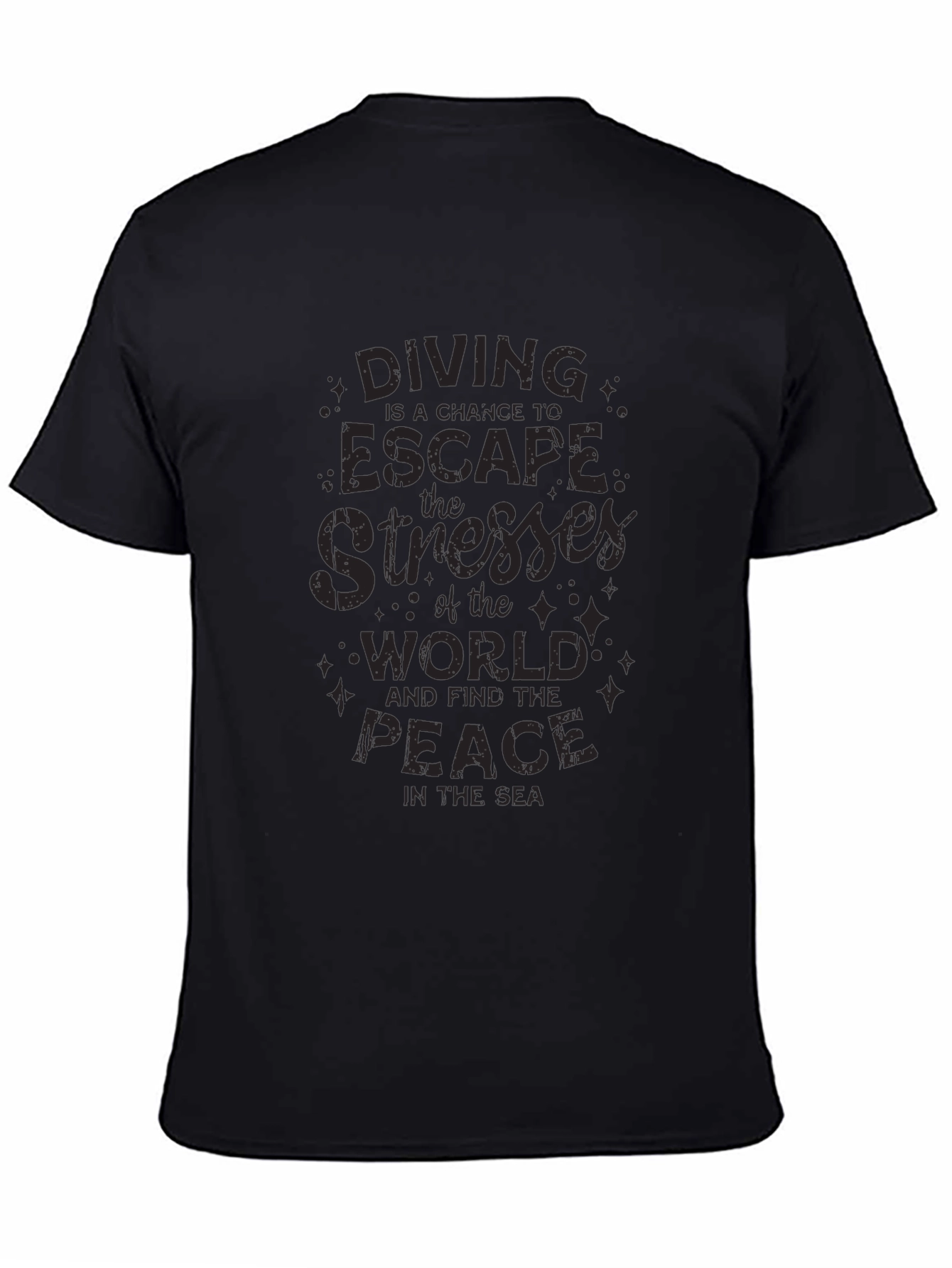 Diving Escape Black Graphic T-Shirt