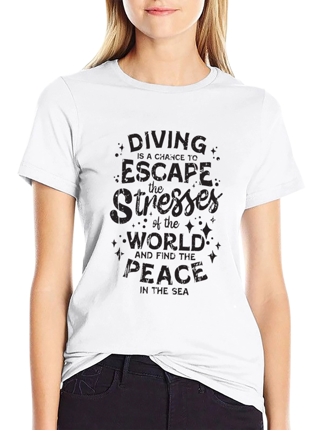 Diving Escape Black Graphic T-Shirt