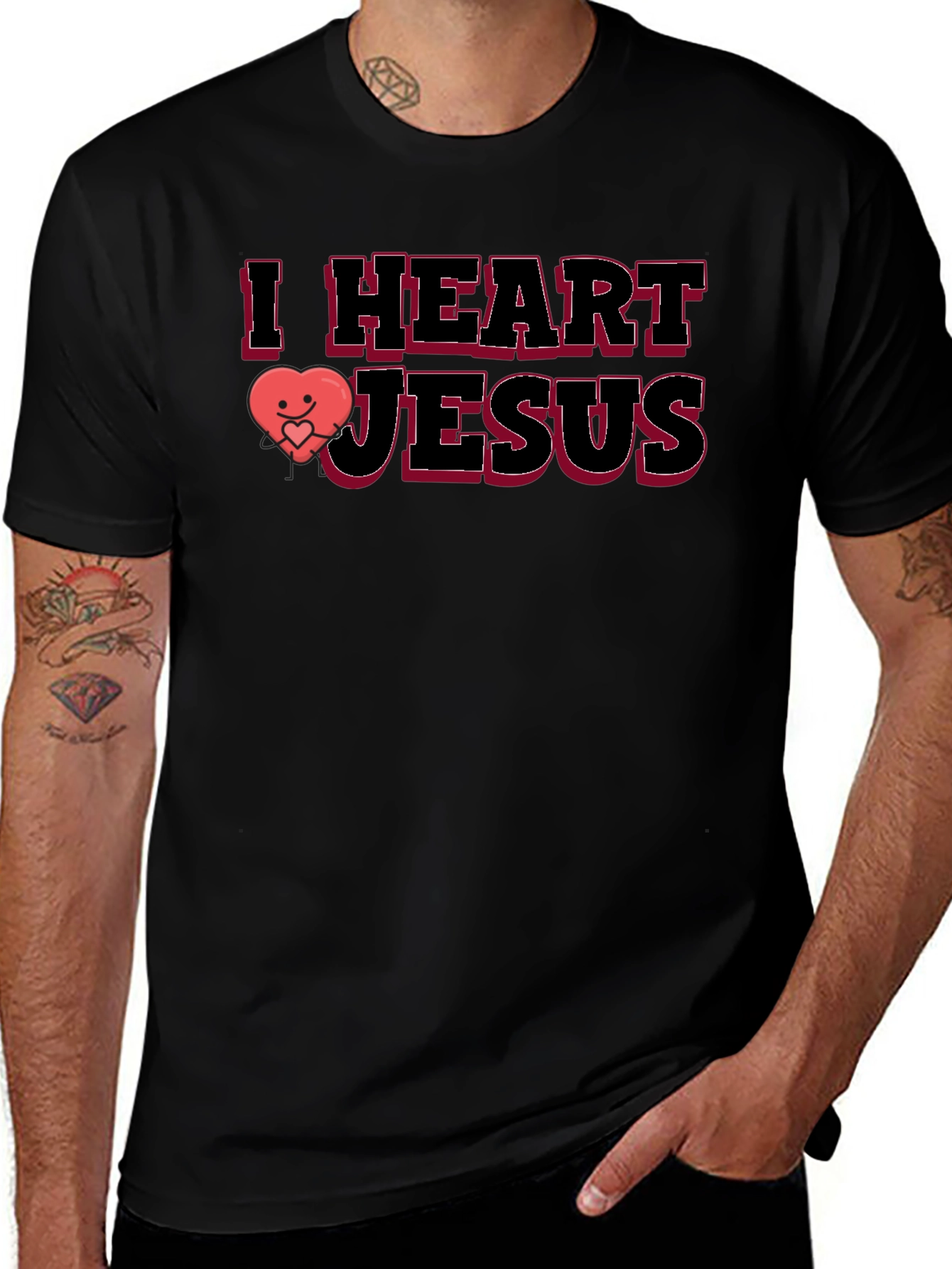 I Heart Jesus Graphic T-Shirt - Black