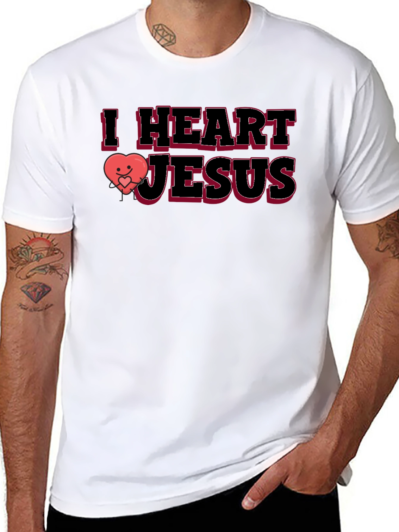 I Heart Jesus Graphic T-Shirt - Black