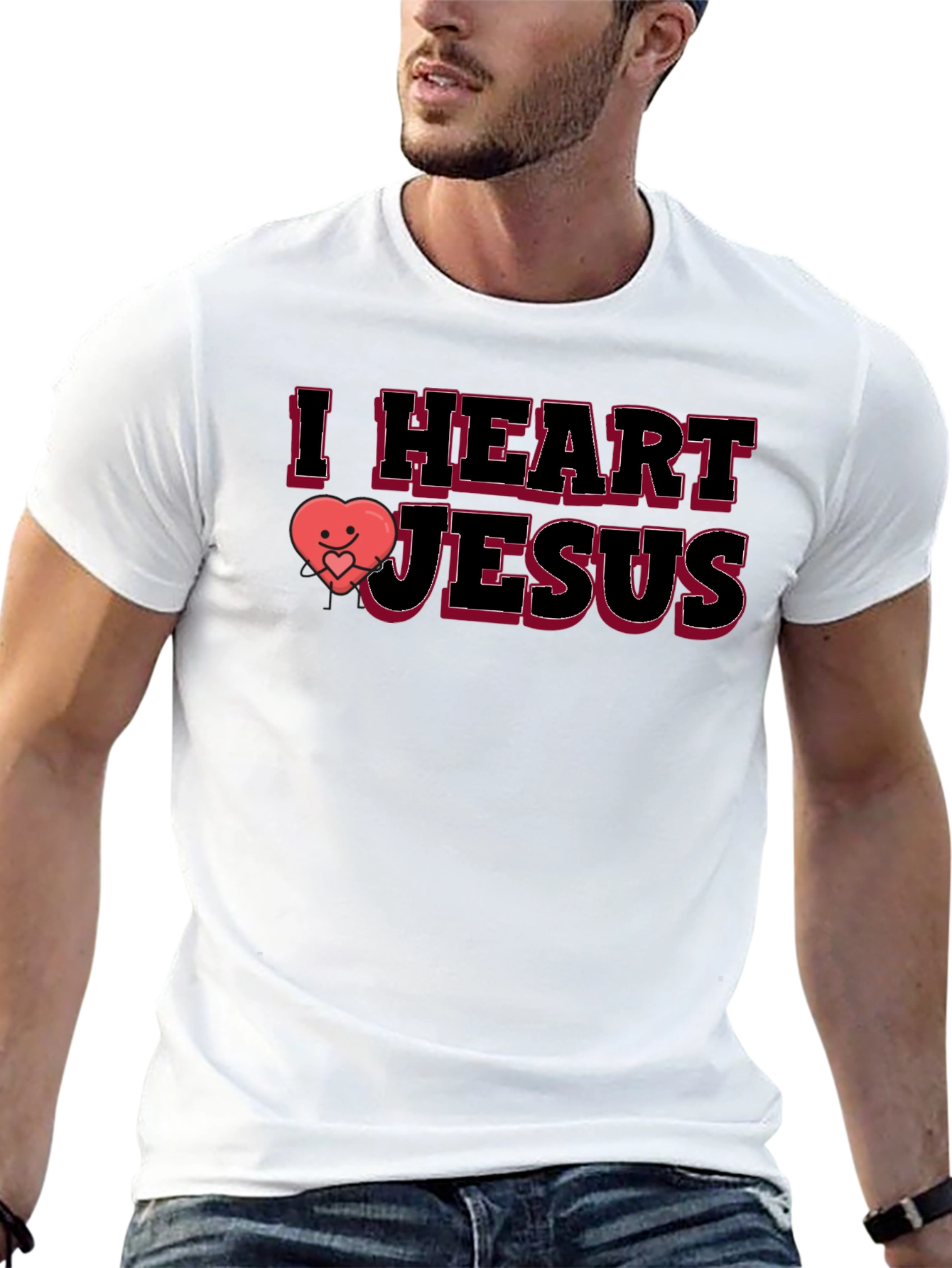 I Heart Jesus Graphic T-Shirt - Black