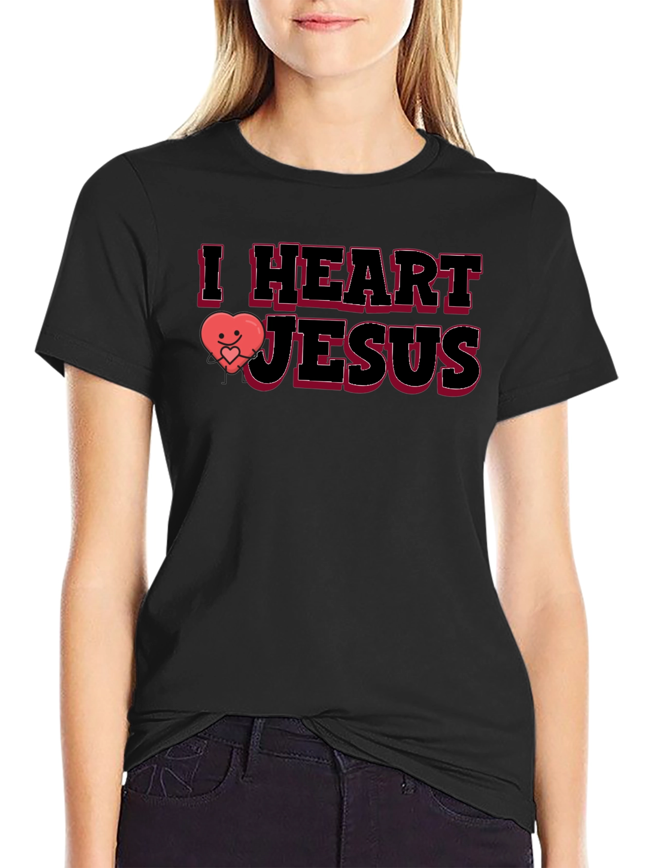 I Heart Jesus Graphic T-Shirt - Black