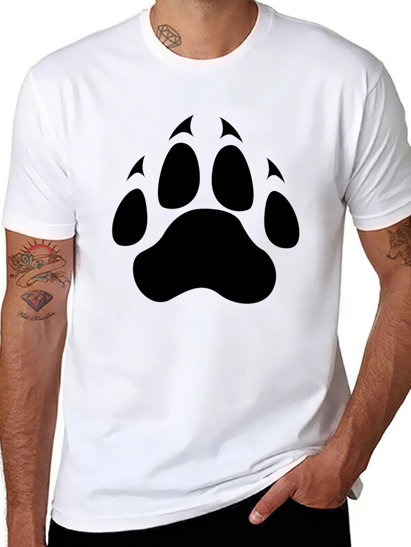 Black T-Shirt with Bear Paw Print