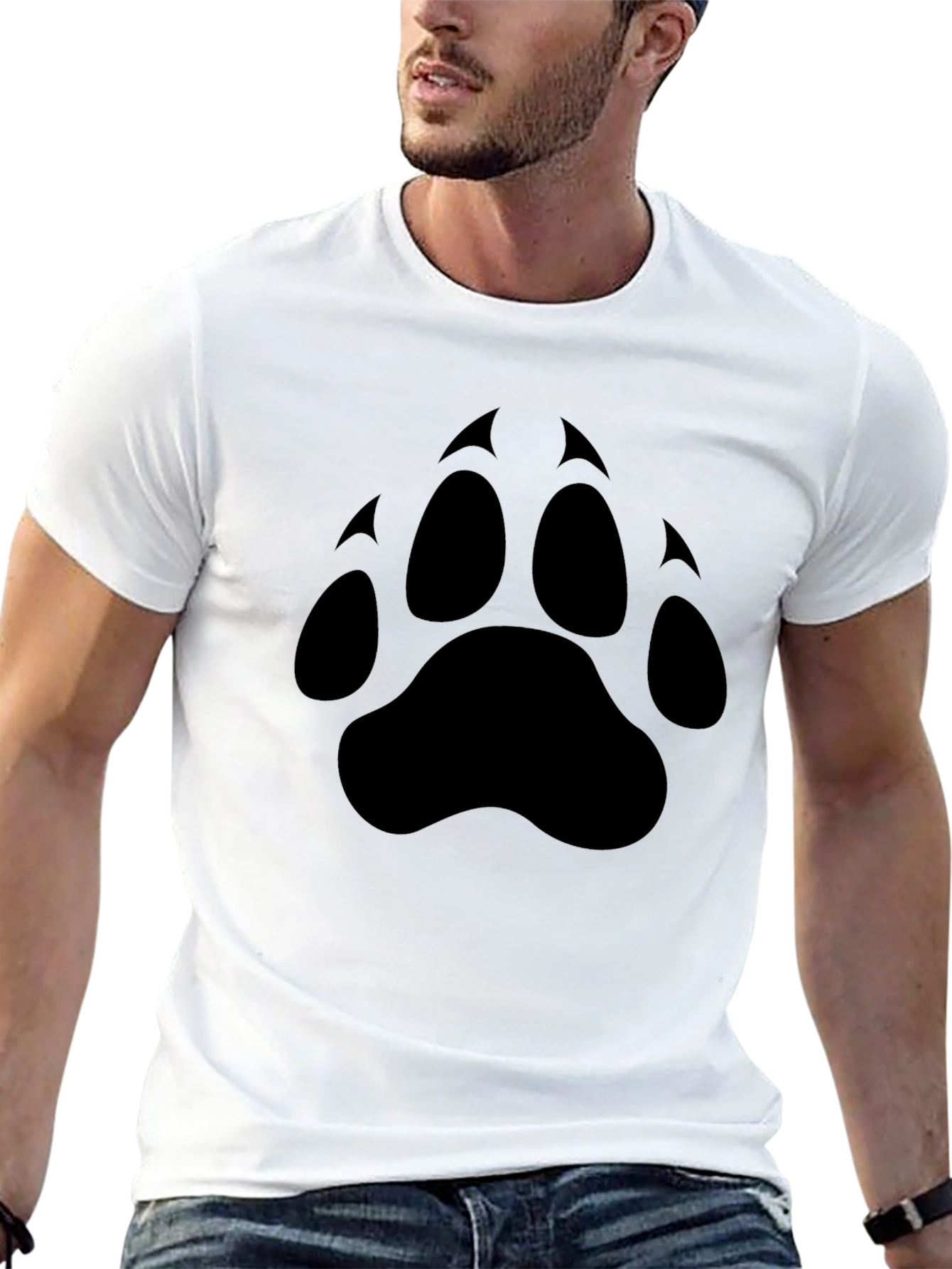 Black T-Shirt with Bear Paw Print