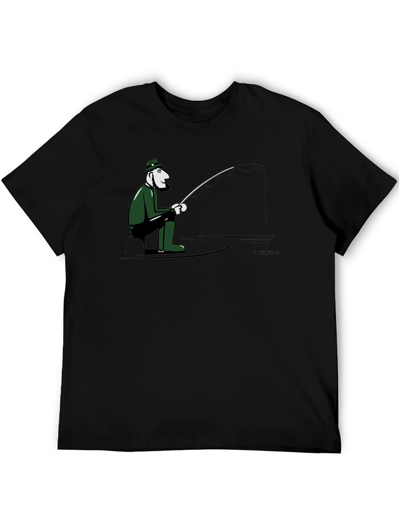 Leprechaun Fisherman T-Shirt - Black
