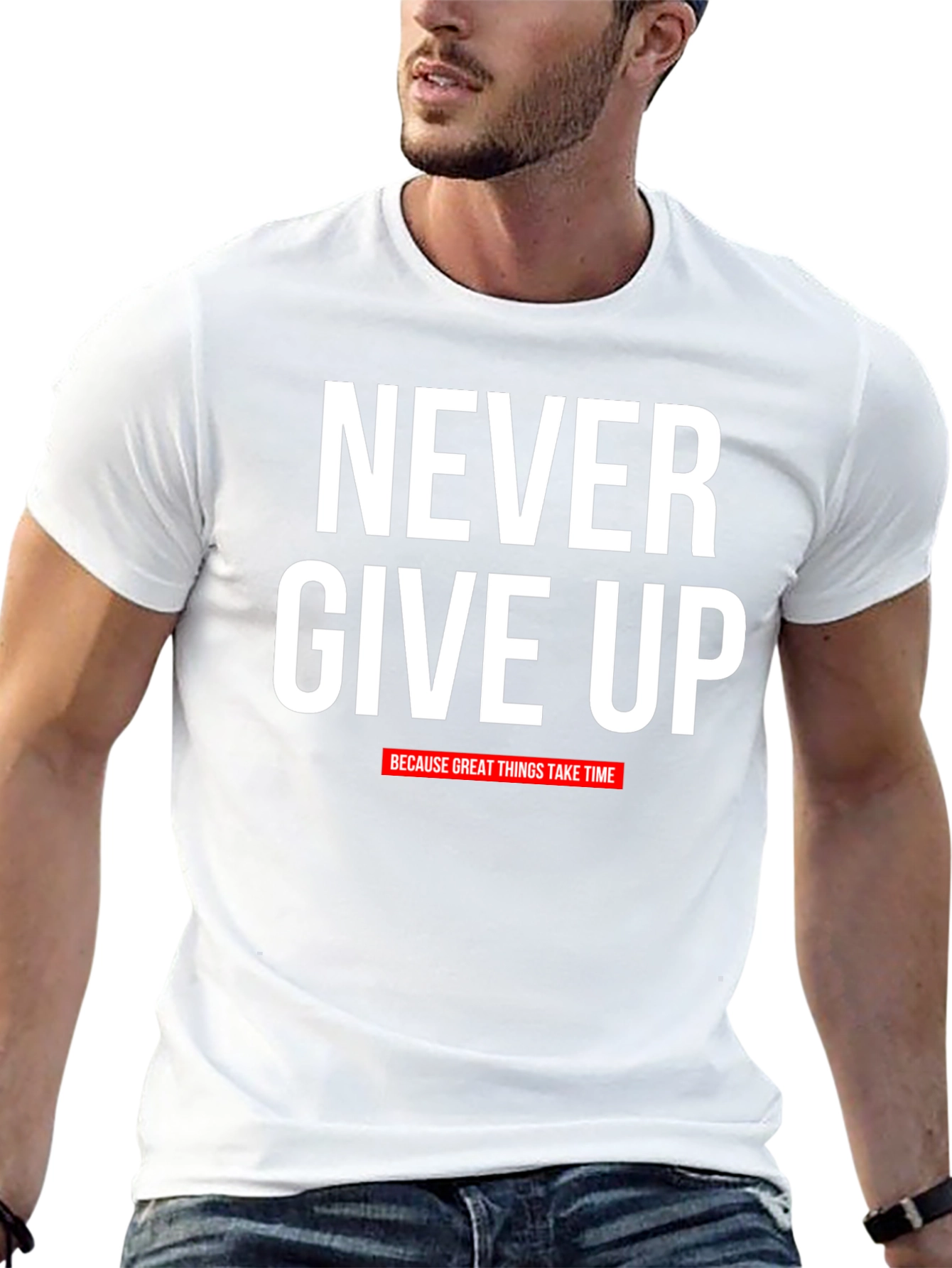 Never Give Up Motivational Graphic T-Shirt