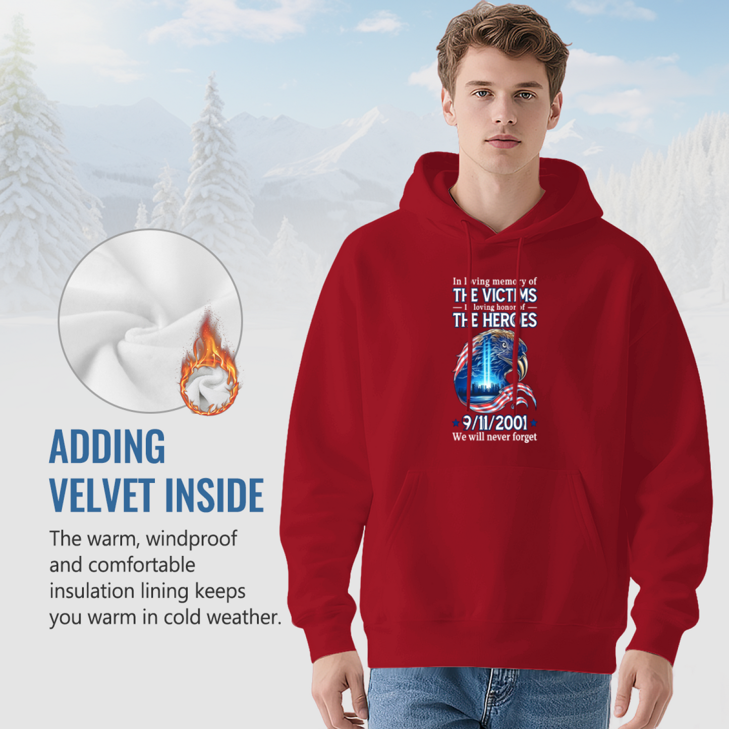 In Loving Memory Of Victims & Heroes 9/11/2001 Eagle Patriotic Hoodie