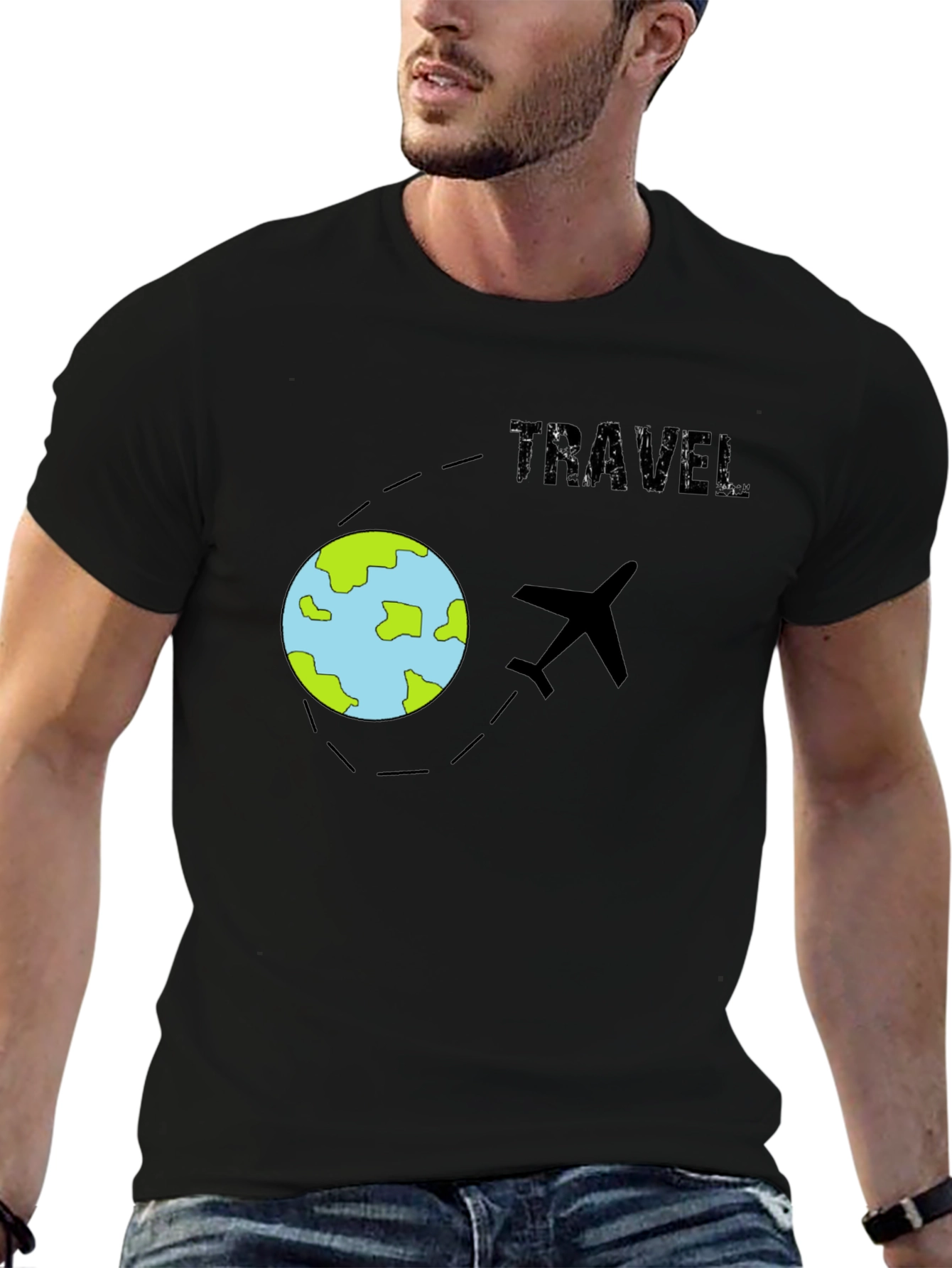 Travel T-Shirt - Airplane & Globe Design