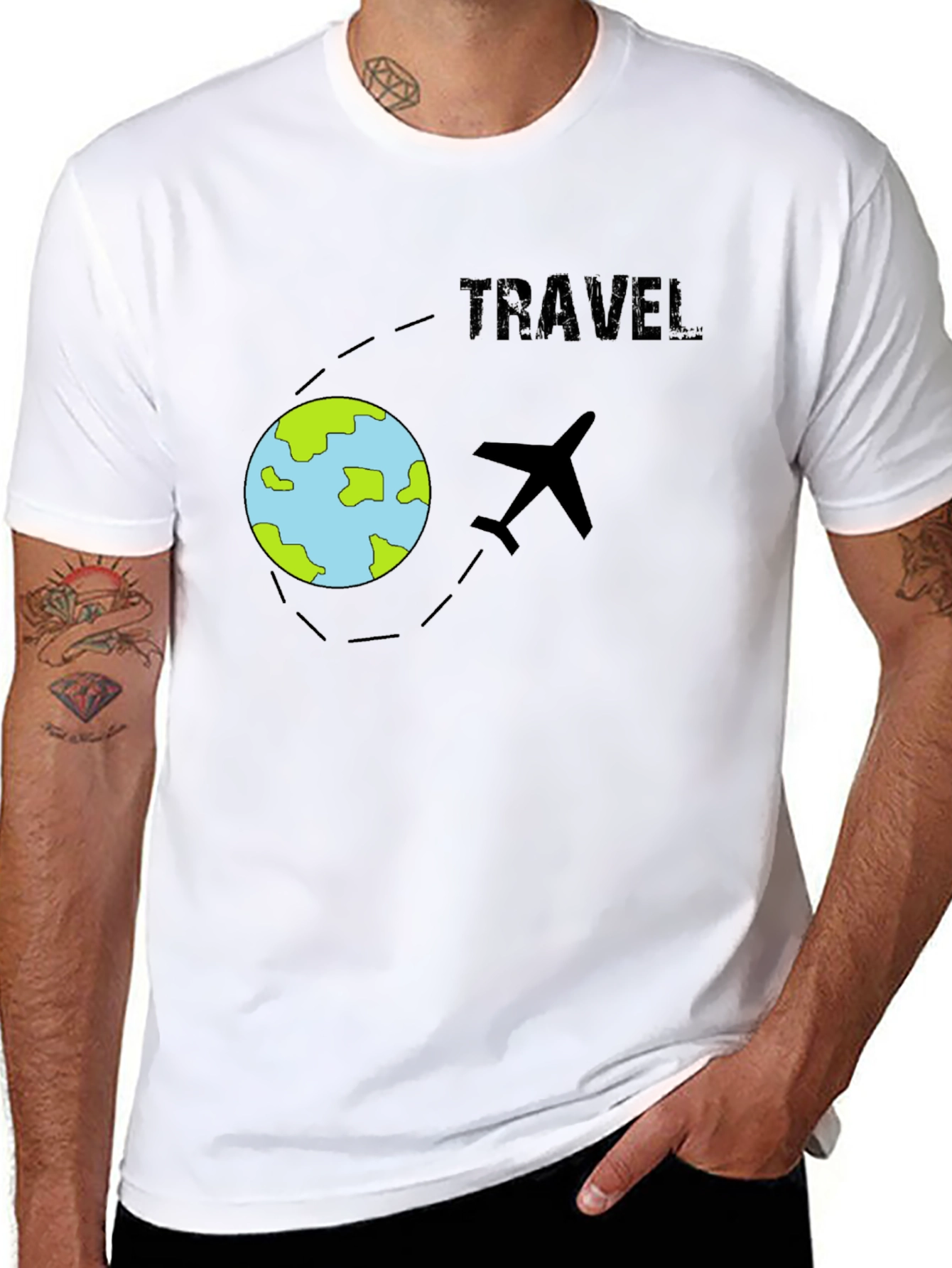 Travel T-Shirt - Airplane & Globe Design