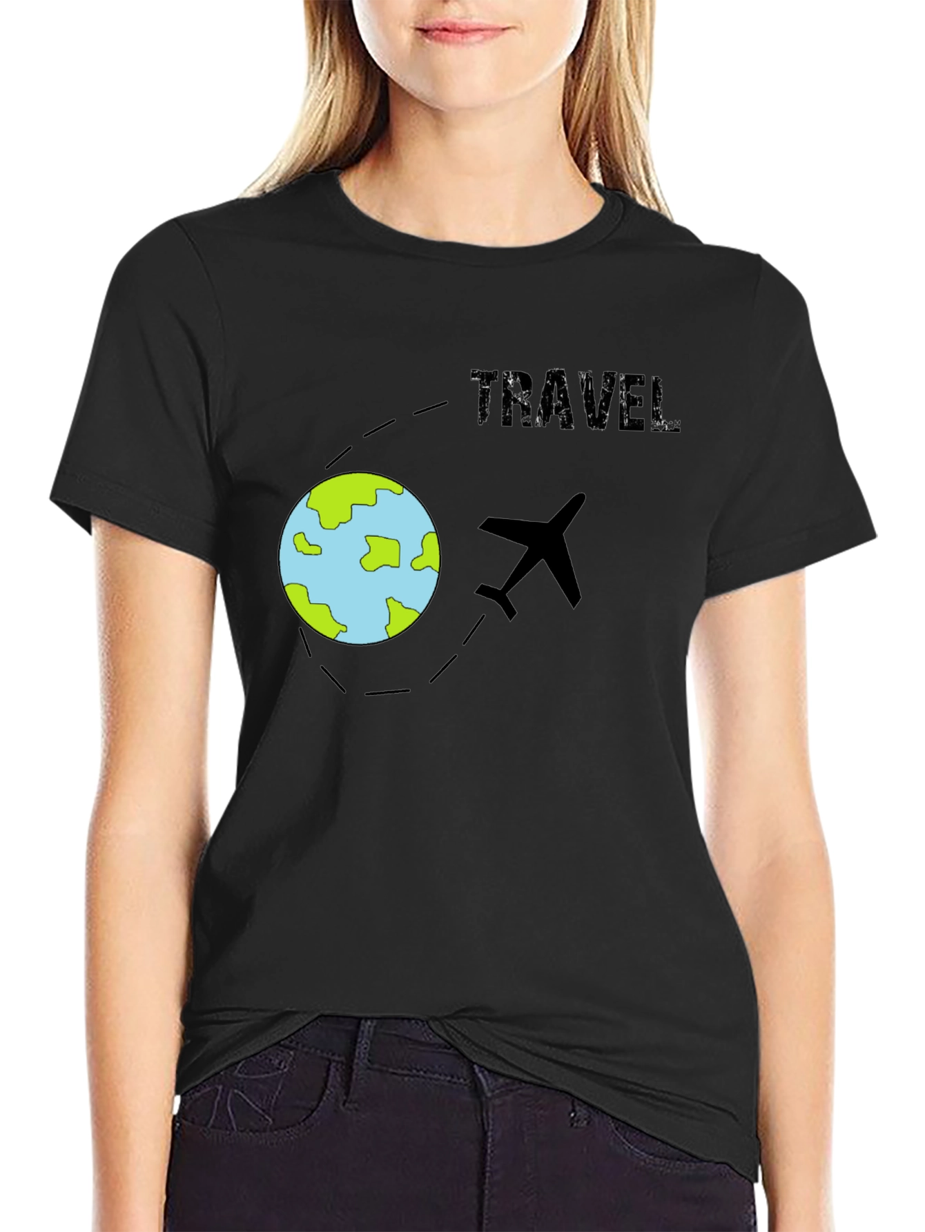 Travel T-Shirt - Airplane & Globe Design