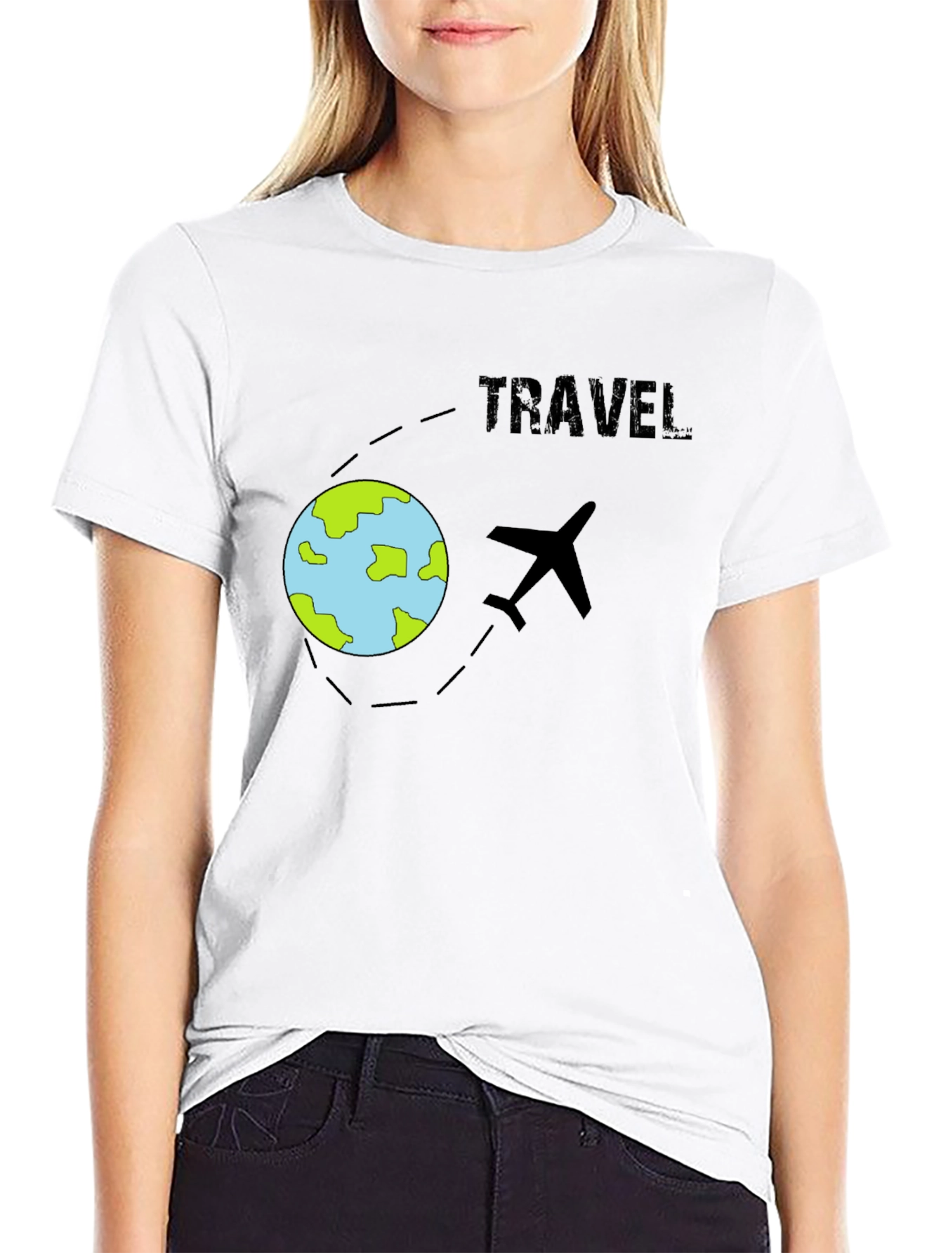 Travel T-Shirt - Airplane & Globe Design