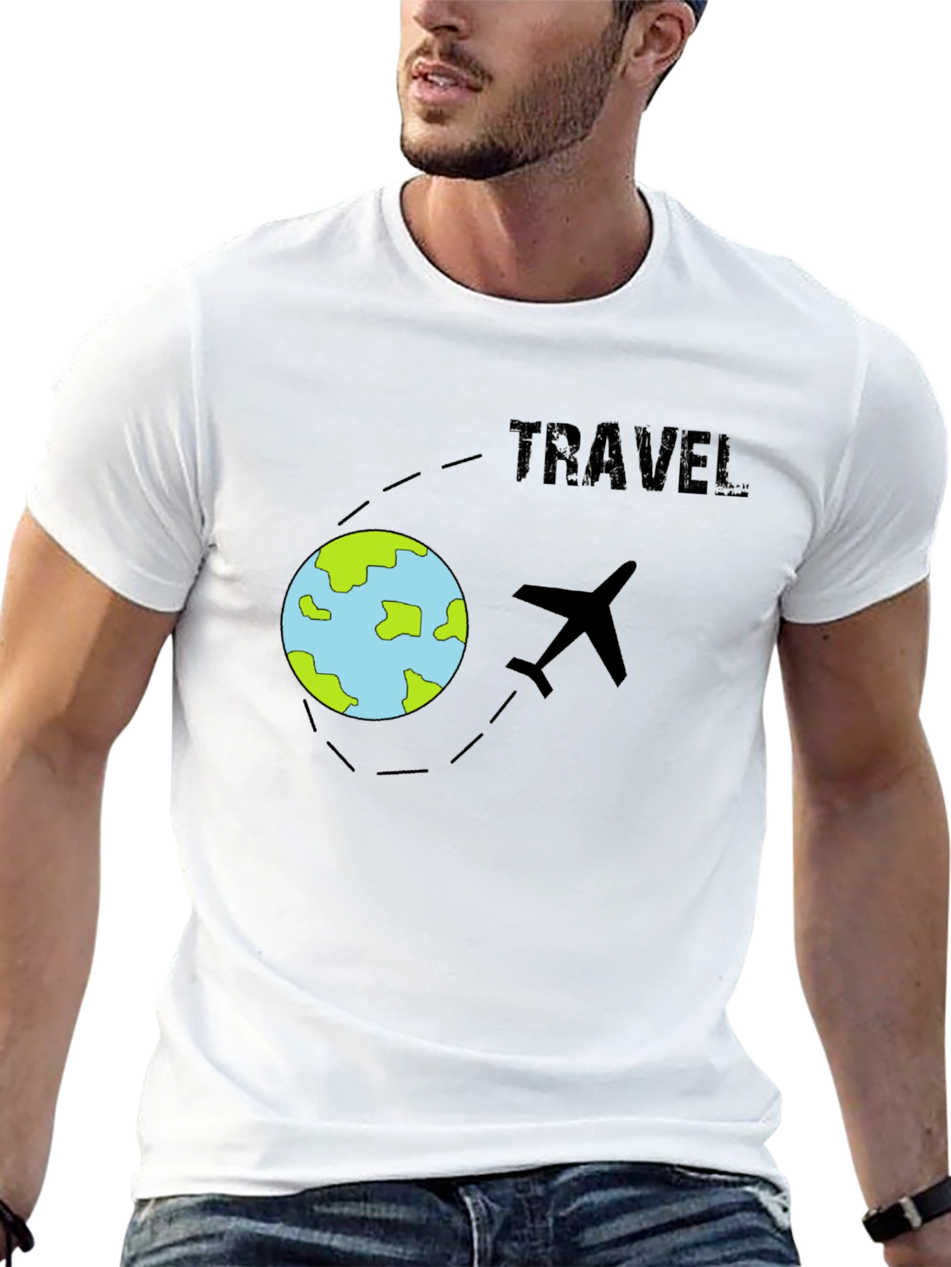 Travel T-Shirt - Airplane & Globe Design