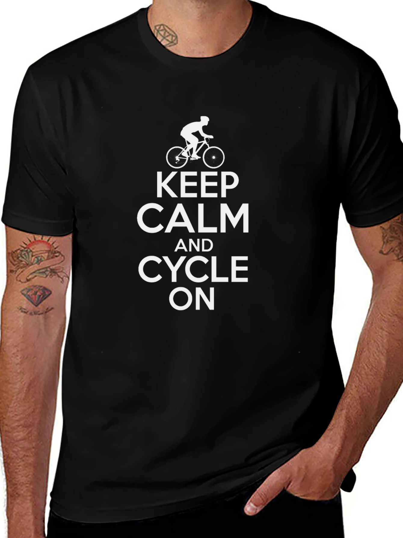 Keep Calm and Cycle On T-Shirt - Black