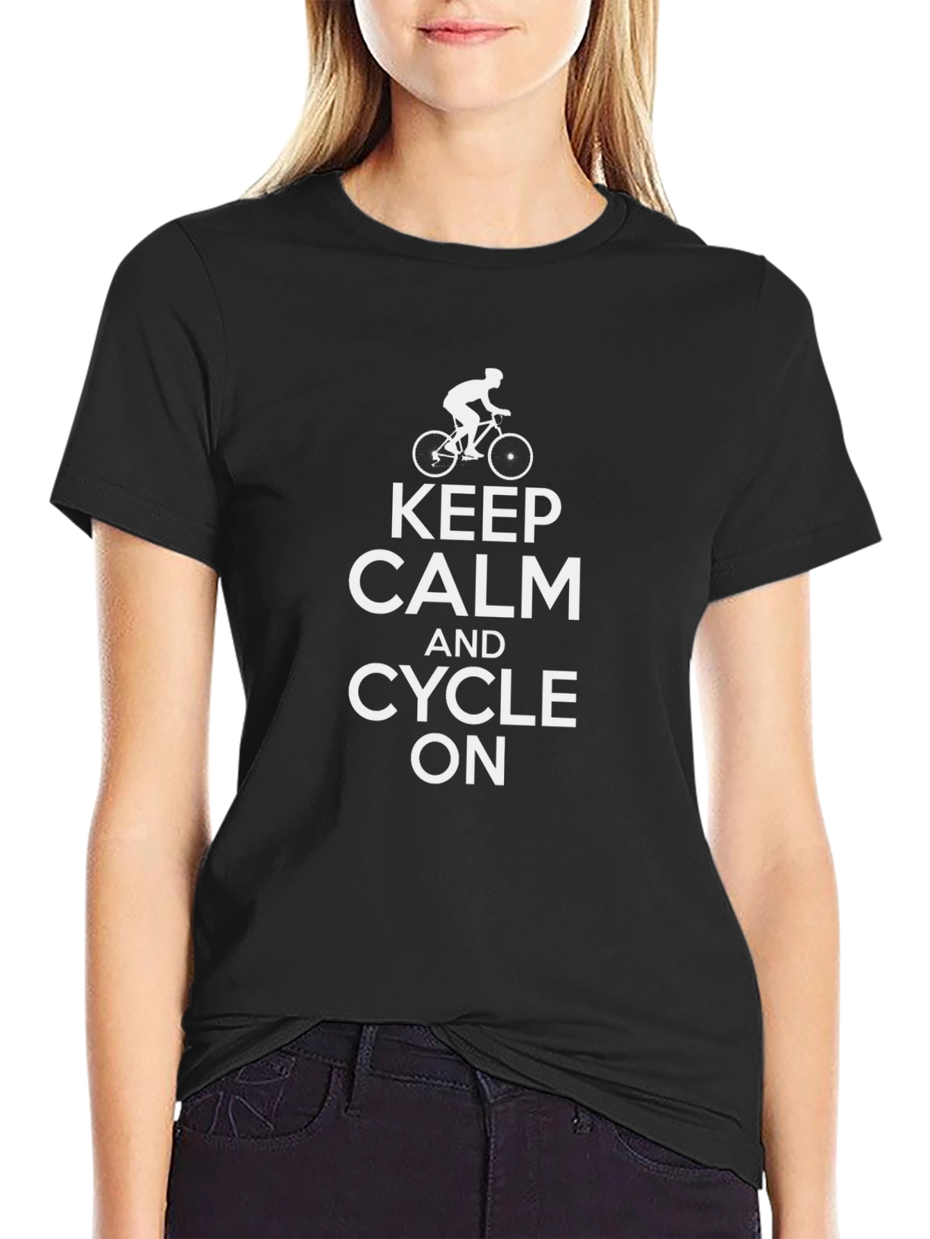Keep Calm and Cycle On T-Shirt - Black