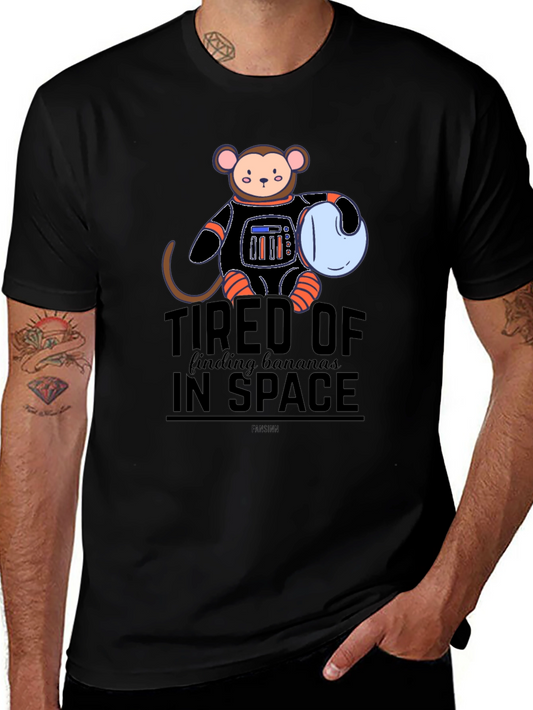 Monkey Astronaut T-Shirt - Tired of Bananas in Space Graphic Tee
