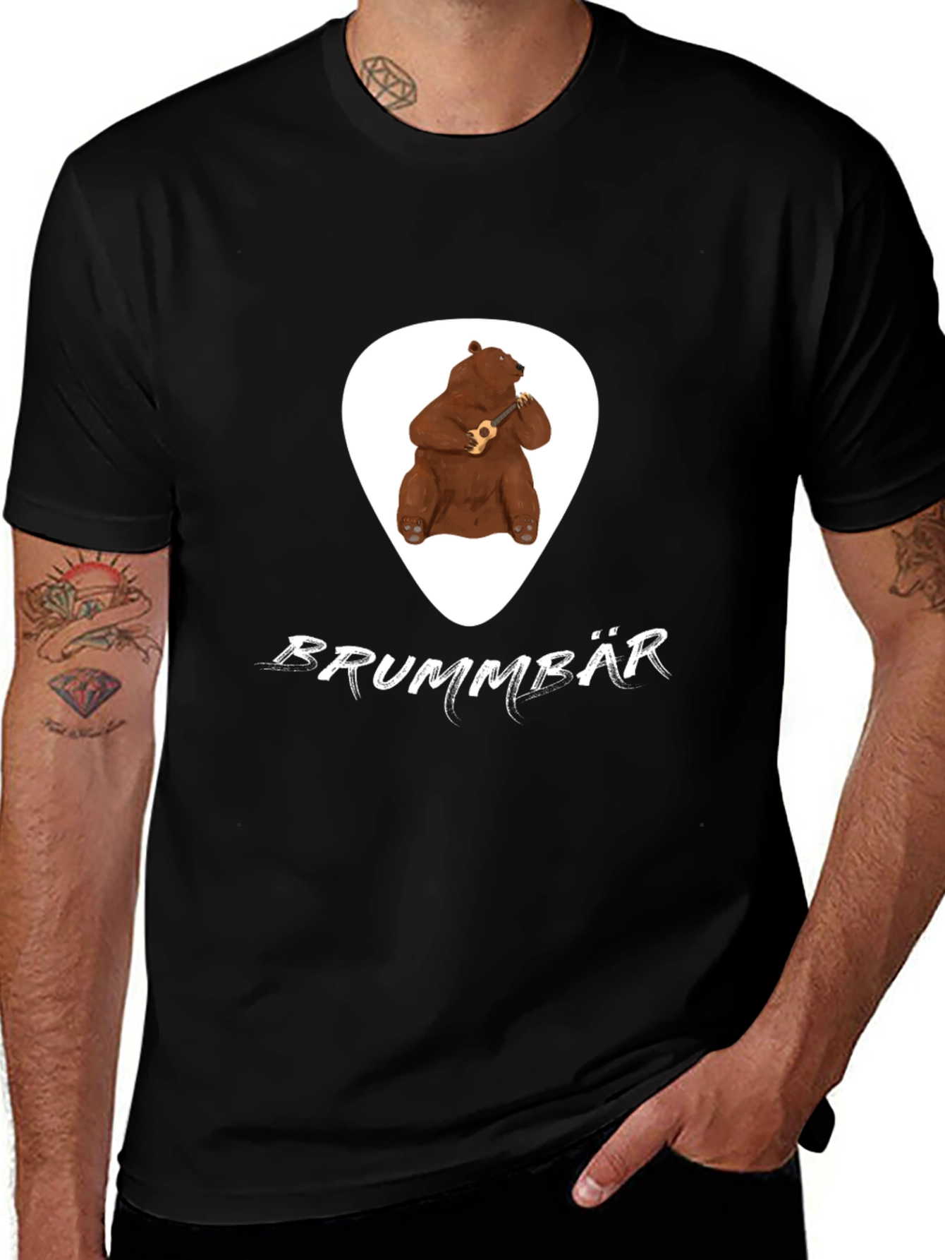 Brummbär Bear Ukulele T-Shirt - Black Cotton Tee