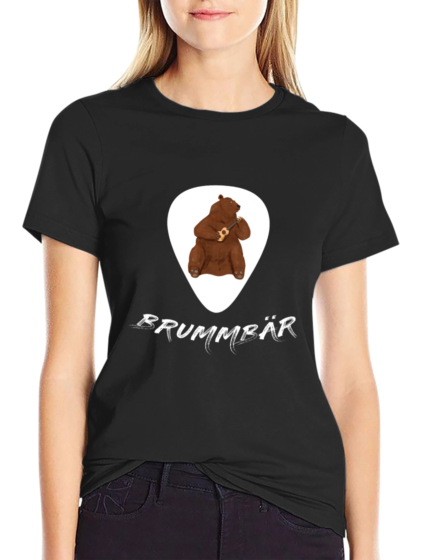 Brummbär Bear Ukulele T-Shirt - Black Cotton Tee