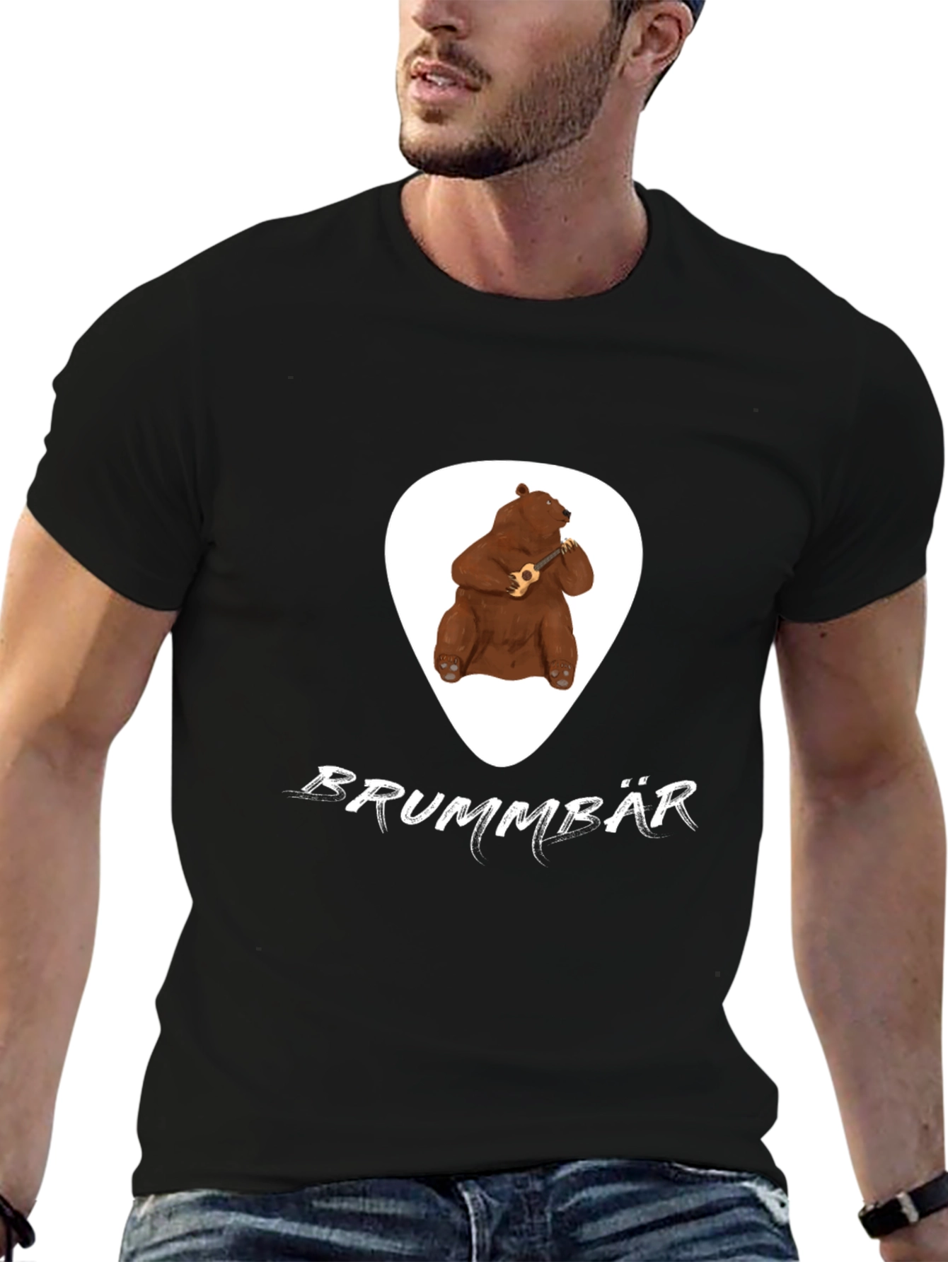 Brummbär Bear Ukulele T-Shirt - Black Cotton Tee