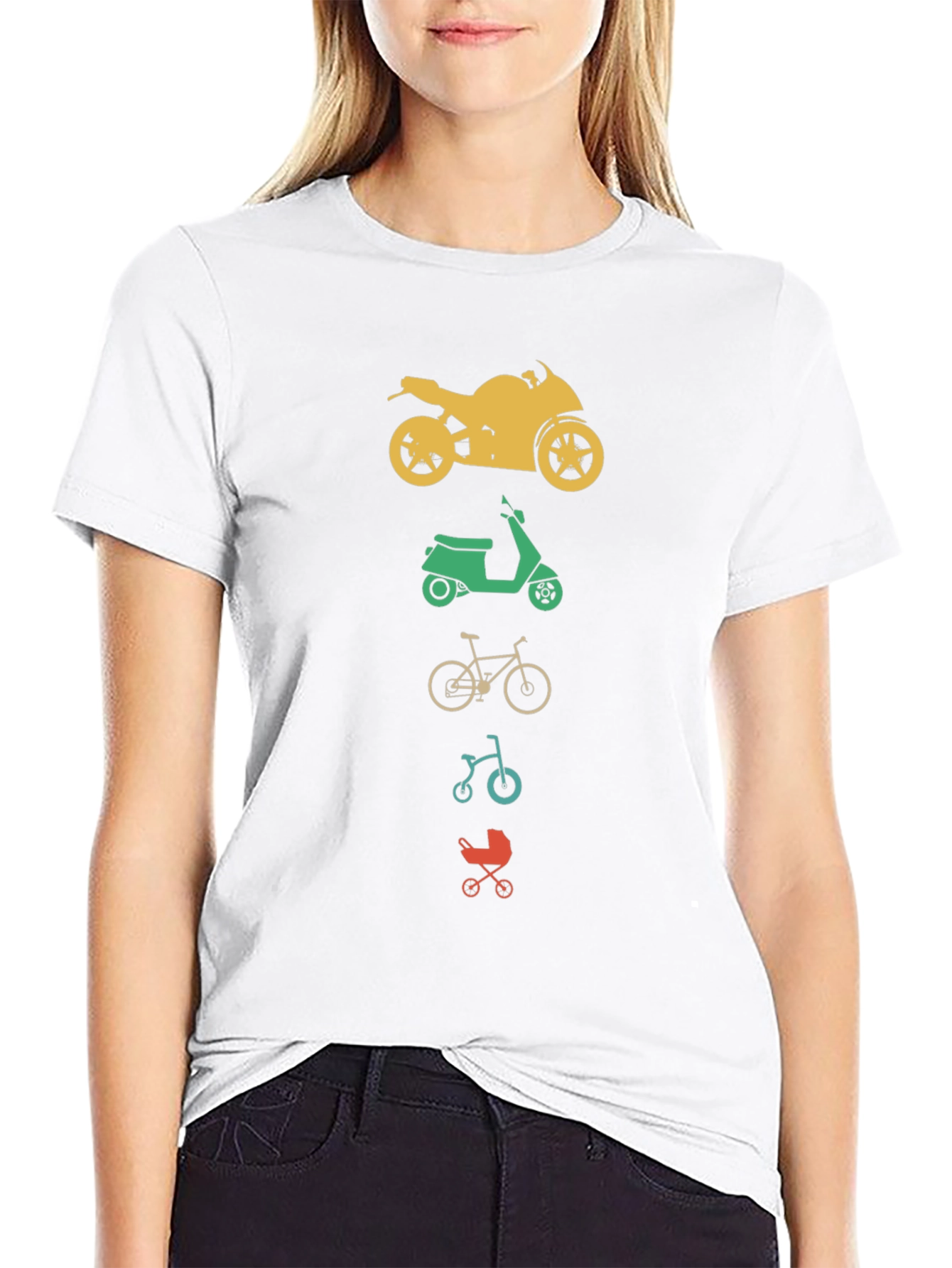 Vehicles T-Shirt: Motorcycle Scooter Bicycle Stroller