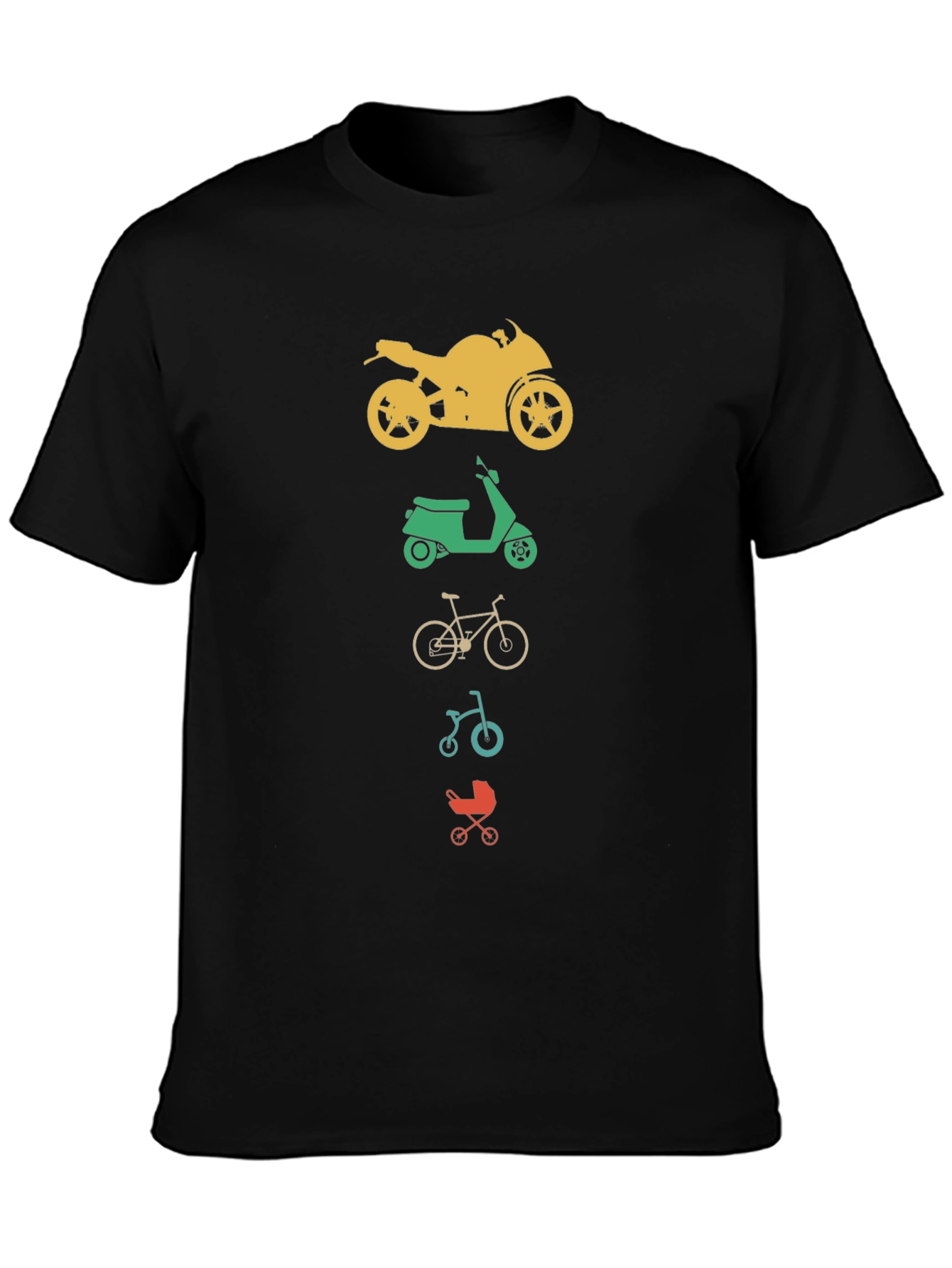 Vehicles T-Shirt: Motorcycle Scooter Bicycle Stroller