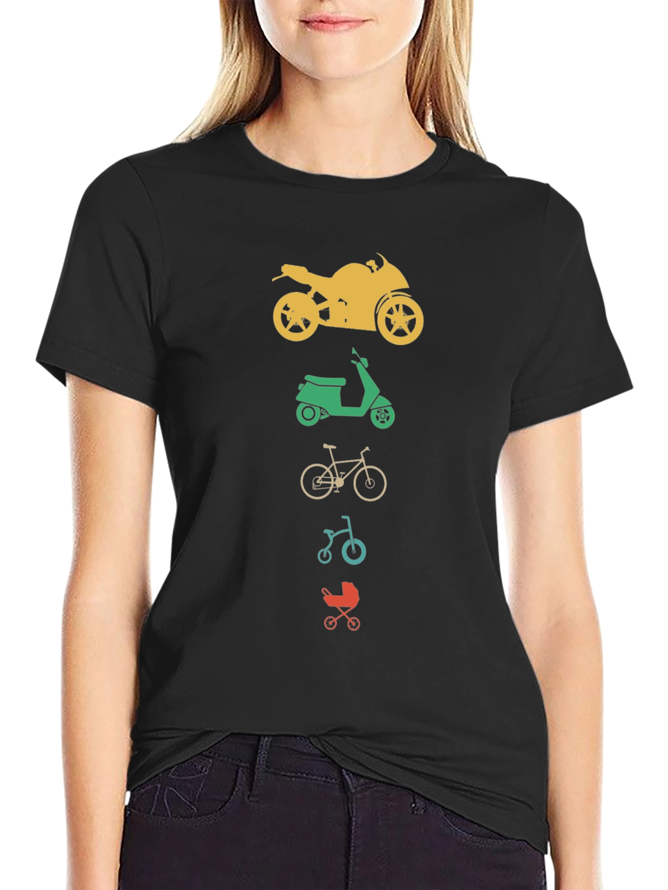 Vehicles T-Shirt: Motorcycle Scooter Bicycle Stroller