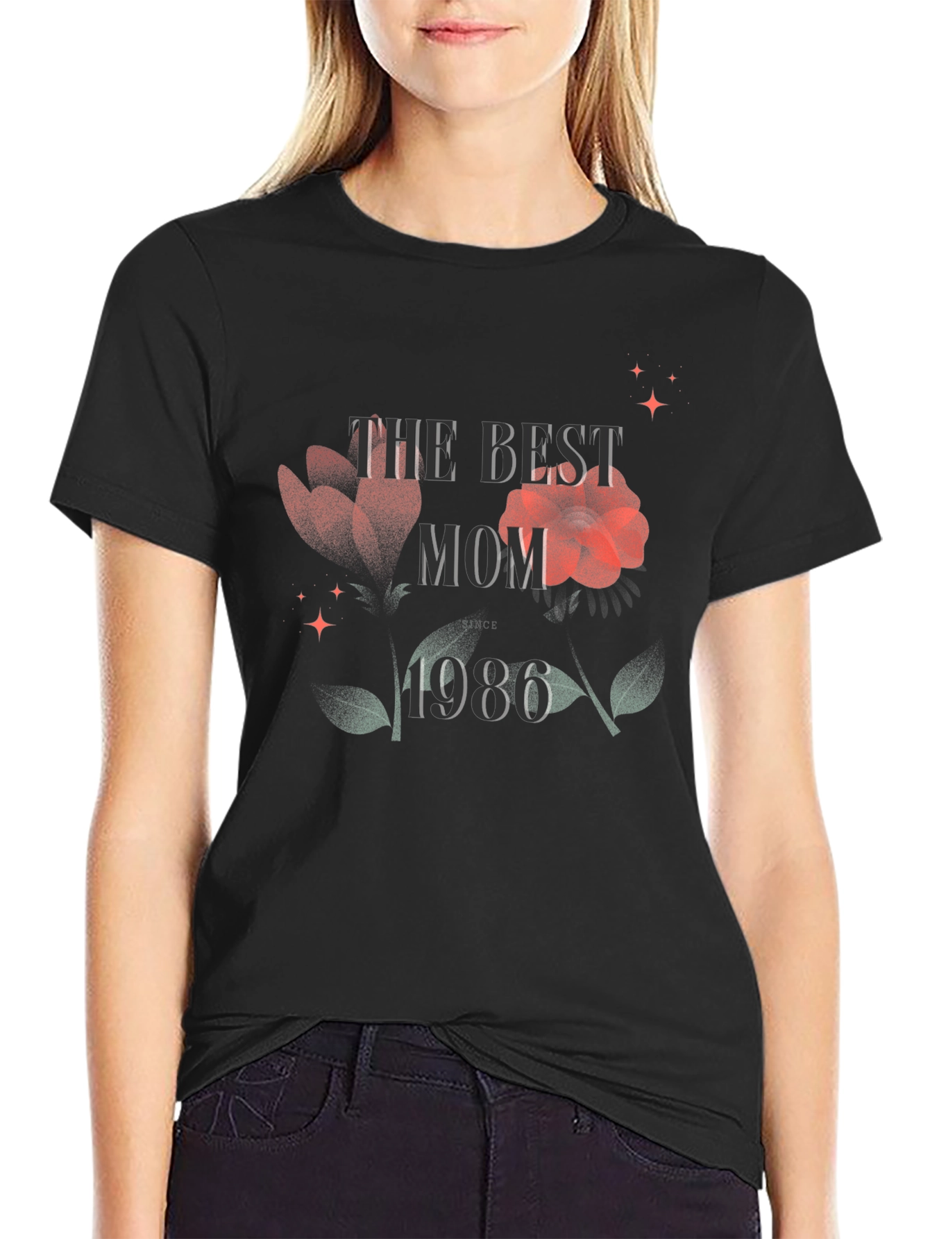 Best Mom 1986 Floral Graphic Tee