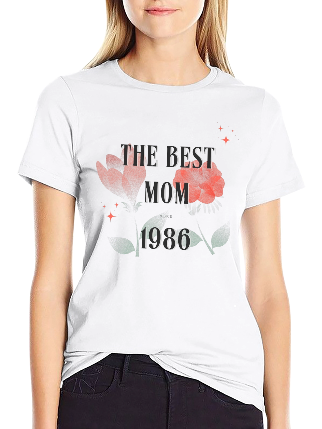 Best Mom 1986 Floral Graphic Tee