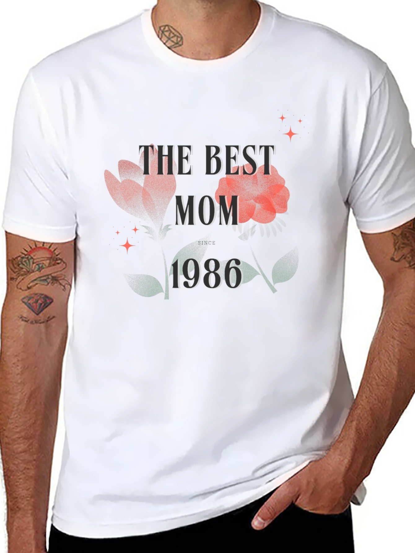 Best Mom 1986 Floral Graphic Tee