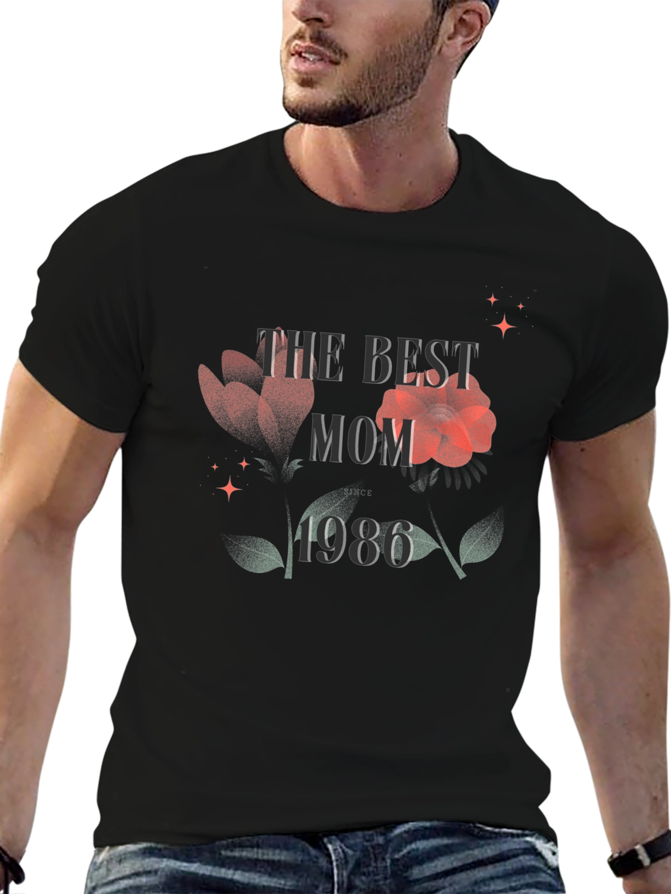 Best Mom 1986 Floral Graphic Tee