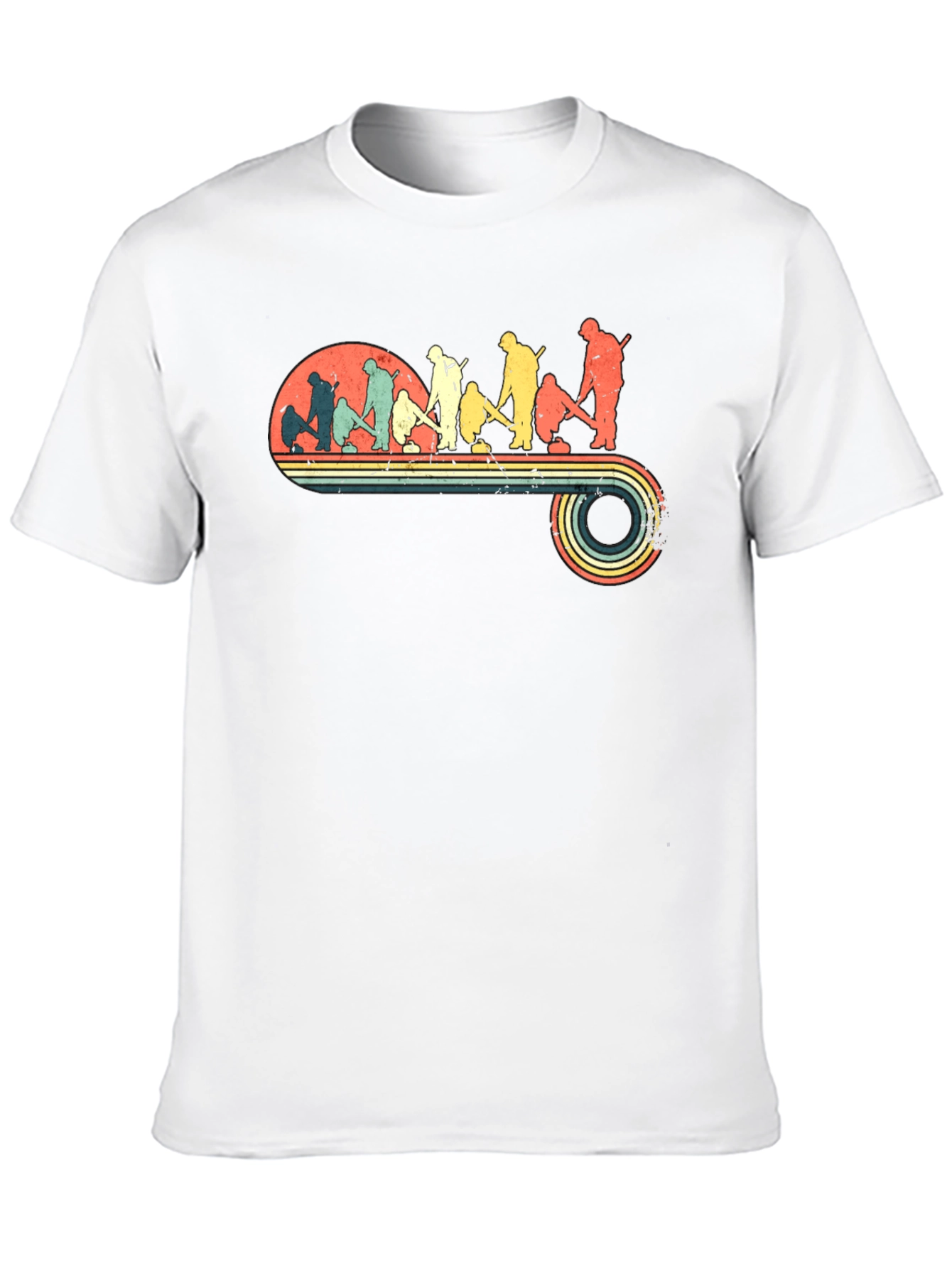 Retro Curling Evolution Graphic T-Shirt