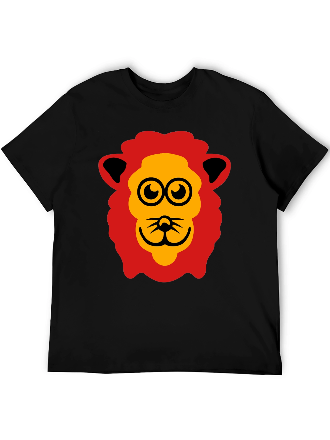 Fun Lion Graphic Tee - Black Cotton T-Shirt