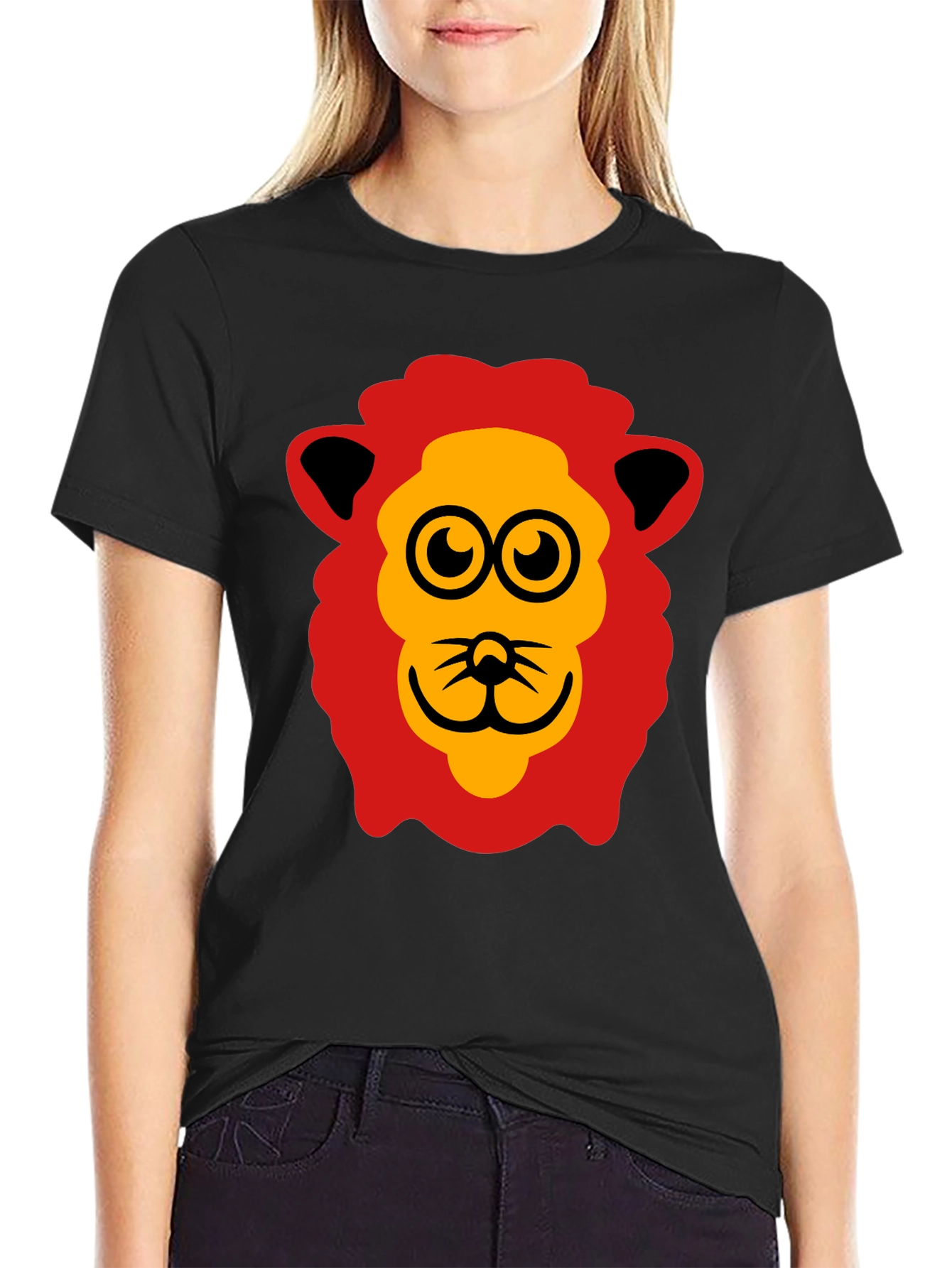 Fun Lion Graphic Tee - Black Cotton T-Shirt