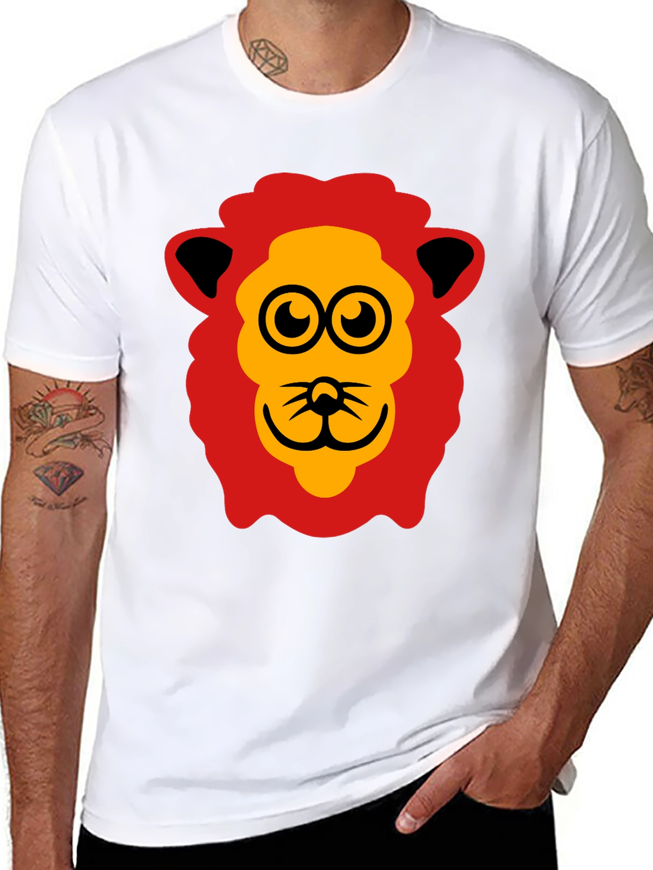 Fun Lion Graphic Tee - Black Cotton T-Shirt
