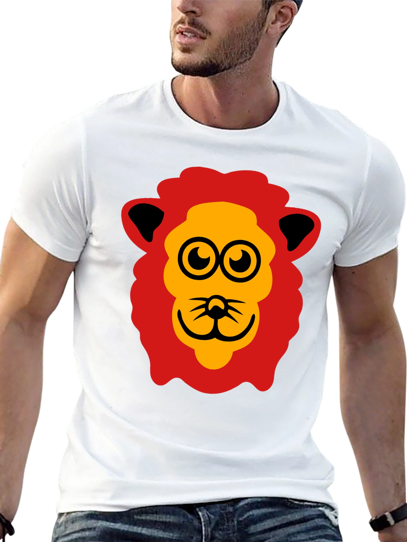 Fun Lion Graphic Tee - Black Cotton T-Shirt