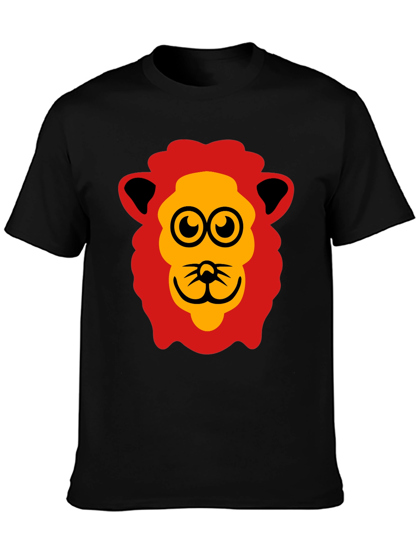 Fun Lion Graphic Tee - Black Cotton T-Shirt