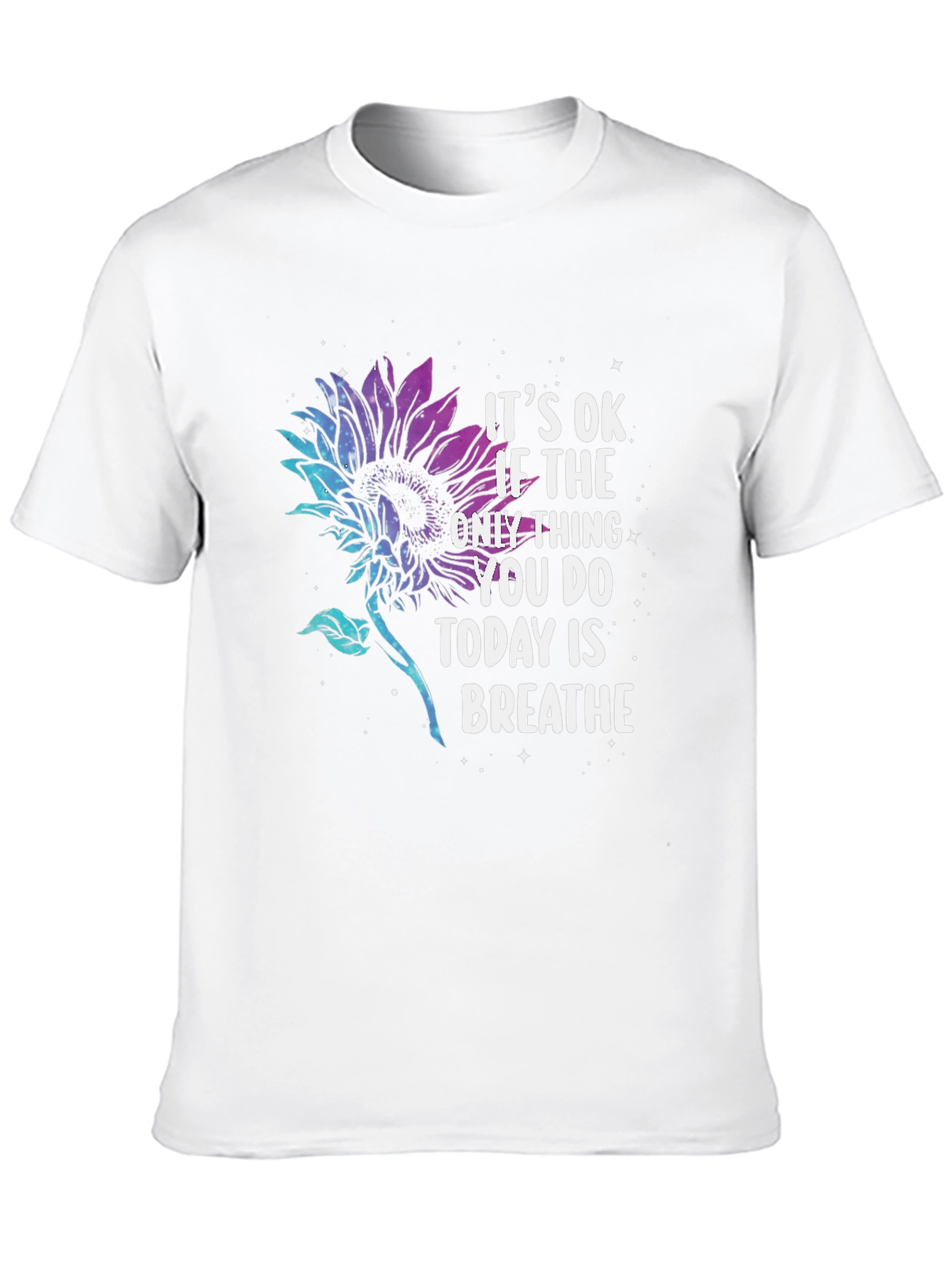 Inspirational Breathe Sunflower Graphic T-Shirt